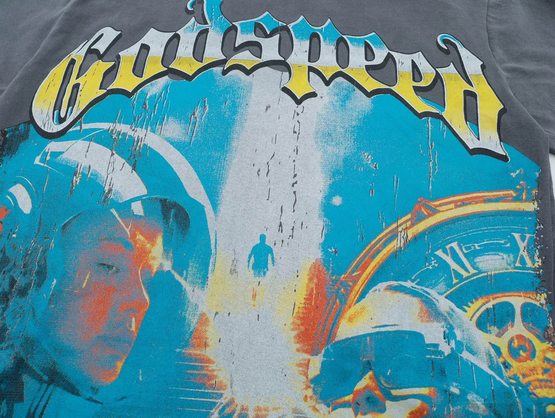 G122# P124 Godspeed short-sleeved T-shirt color: Gray, Bone size: S M L XL