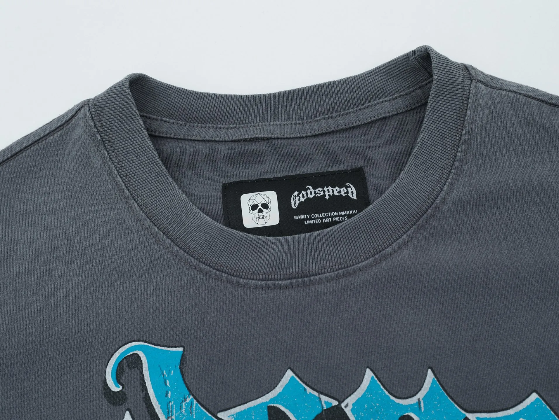 G122# P124 Godspeed short-sleeved T-shirt color: Gray, Bone size: S M L XL