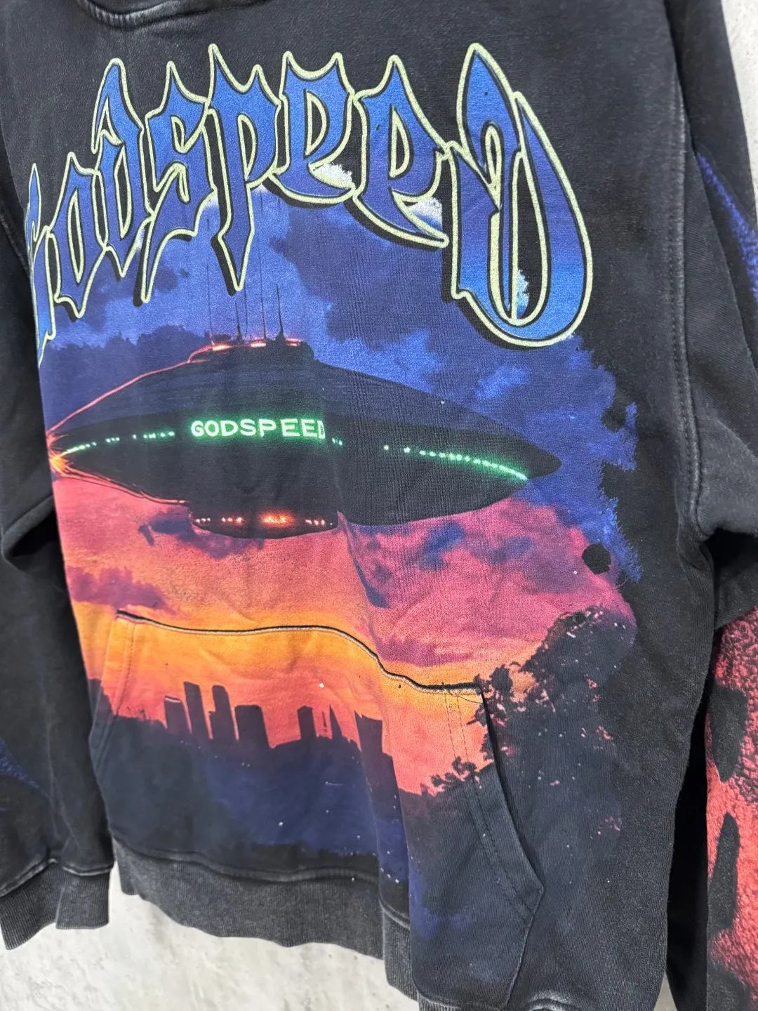 G50# GodSpeed ​​white ink direct spray sweatshirt Size S-XL Wash black P236 Apricot P226