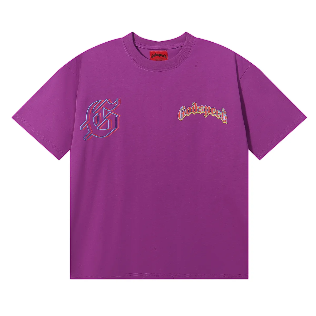 No. 7023, Mechao Godspeed Western skull denim cactus print high quality double yarn pure cotton casual short-sleeved T-shirt batch 110 Color: black, white, purple; Size: S M L XL
