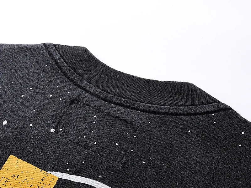 6062#washed black｜P116 Godspeed cross-border American rock and roll street washed retro style short-sleeved T (craft printing) fabric (fabric): 32 count combed double yarn 250g weight code number (size): S-M-L-XL color (colour): washed black 👉