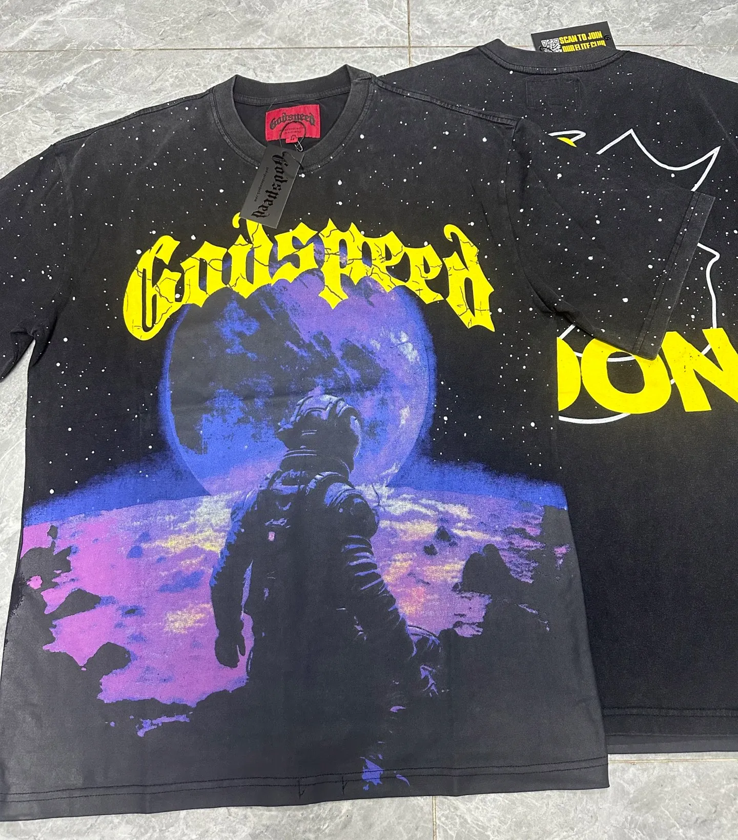 6062#washed black｜P116 Godspeed cross-border American rock and roll street washed retro style short-sleeved T (craft printing) fabric (fabric): 32 count combed double yarn 250g weight code number (size): S-M-L-XL color (colour): washed black 👉