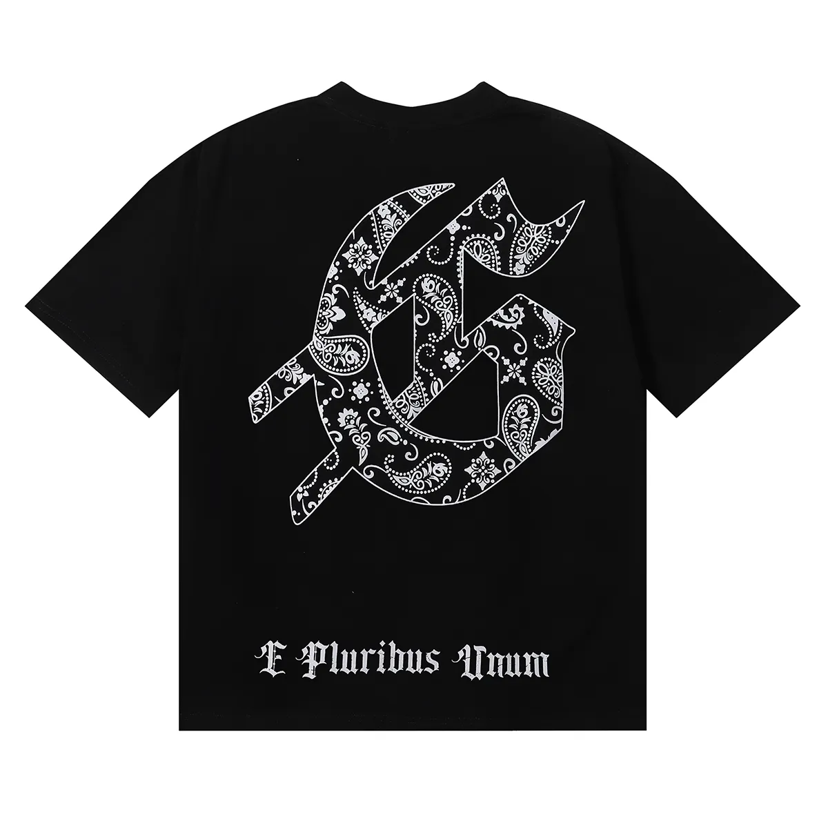 No. 7005, American fashion Godspeed Hollywood night print high quality double yarn pure cotton casual short-sleeved T-shirt batch 110 Color: black; Size: S M L XL