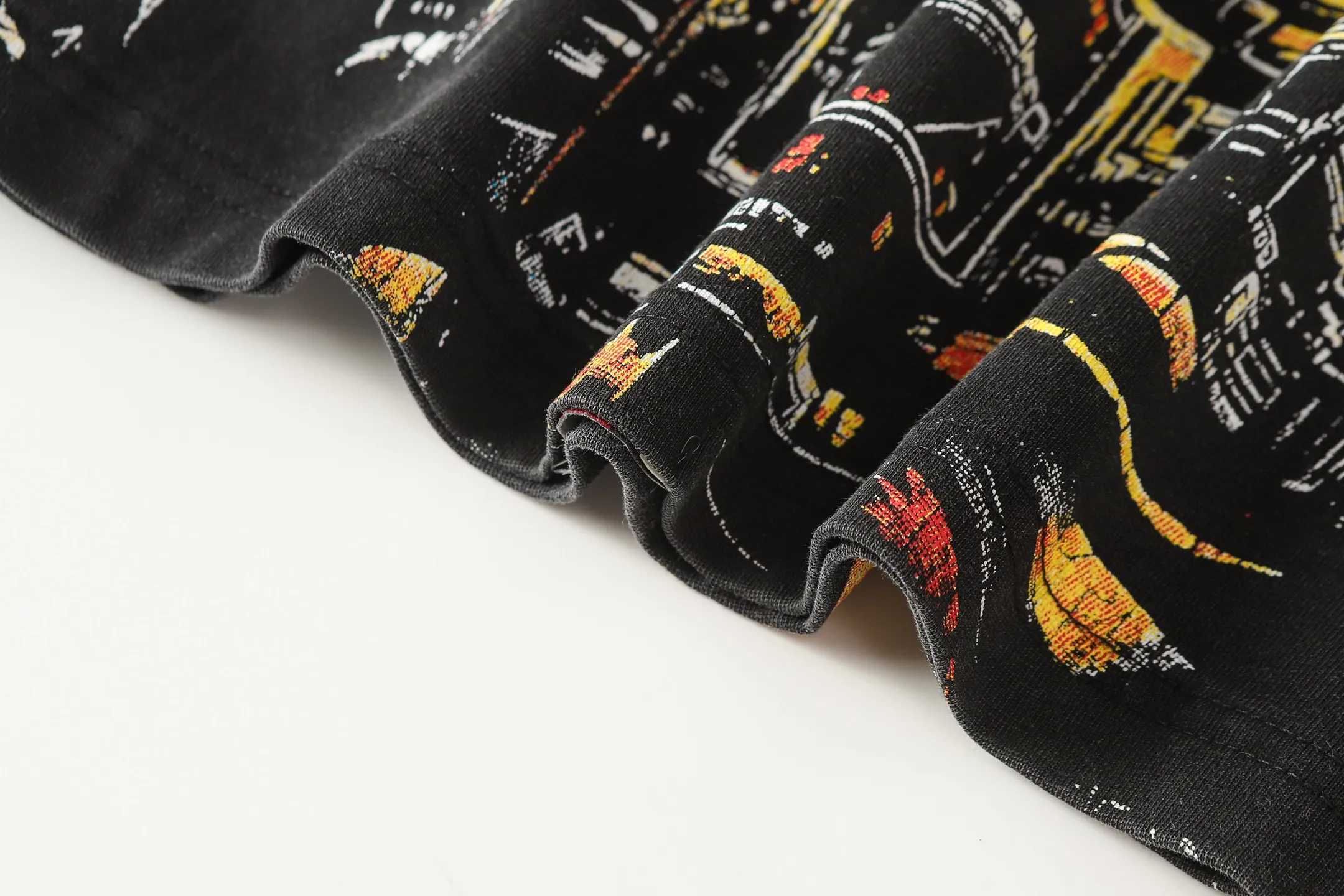 6096# washed black I P116 Godspeed cross-border American rock and roll street washed retro style short-sleeved T (craft printing) fabric (fabric): 32 count combed double yarn 250 grams weight code number (size): S-M-L-XL color (colour): washed black