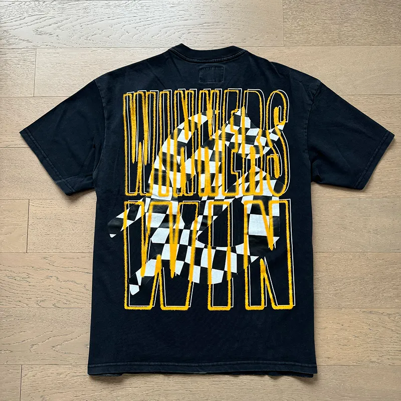 1016# P126 Washed Style Real Shot Godspeed American Fashion Rock Street Retro Washed Distressed Printed Cotton Short Sleeves Fabric: 250g 32 Count Fine Cotton Double Yarn Pure Cotton Color: Washed Black Size: S M L XL