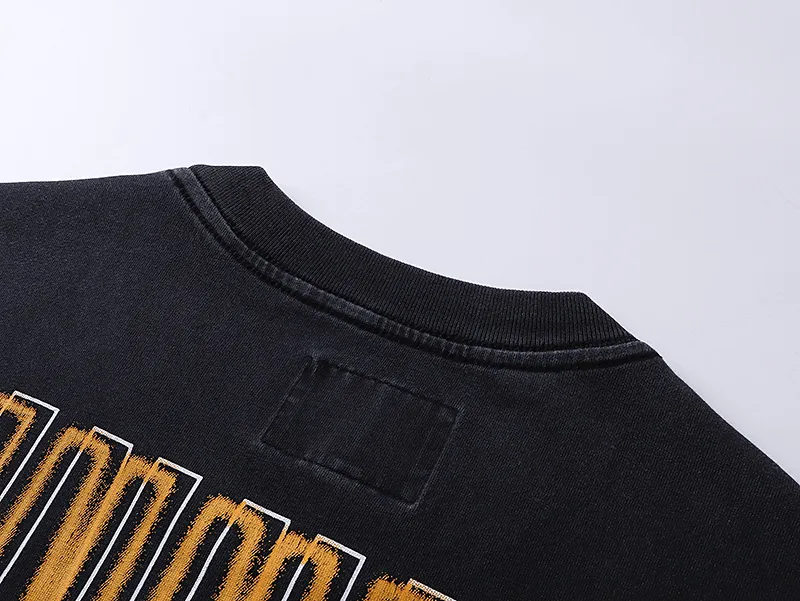 1016# P126 Washed Style Real Shot Godspeed American Fashion Rock Street Retro Washed Distressed Printed Cotton Short Sleeves Fabric: 250g 32 Count Fine Cotton Double Yarn Pure Cotton Color: Washed Black Size: S M L XL