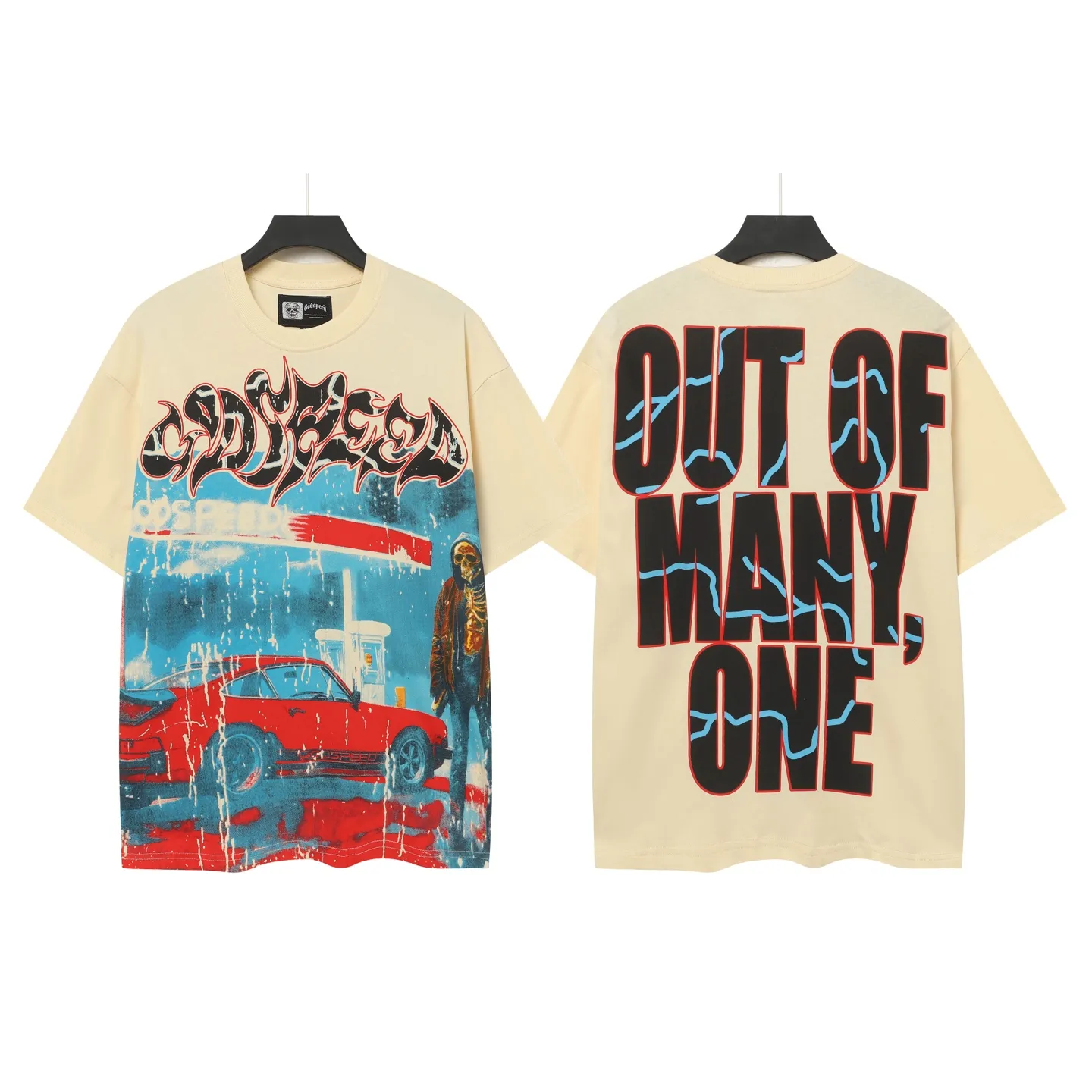 5006#apricot | P104 Godspeed cross-border American rock and roll street washed retro style short-sleeved T (craft printing) fabric (fabric) 32 counts combed double yarn 240 grams weight code number (size): S-M-L-XL color (colour): apricot