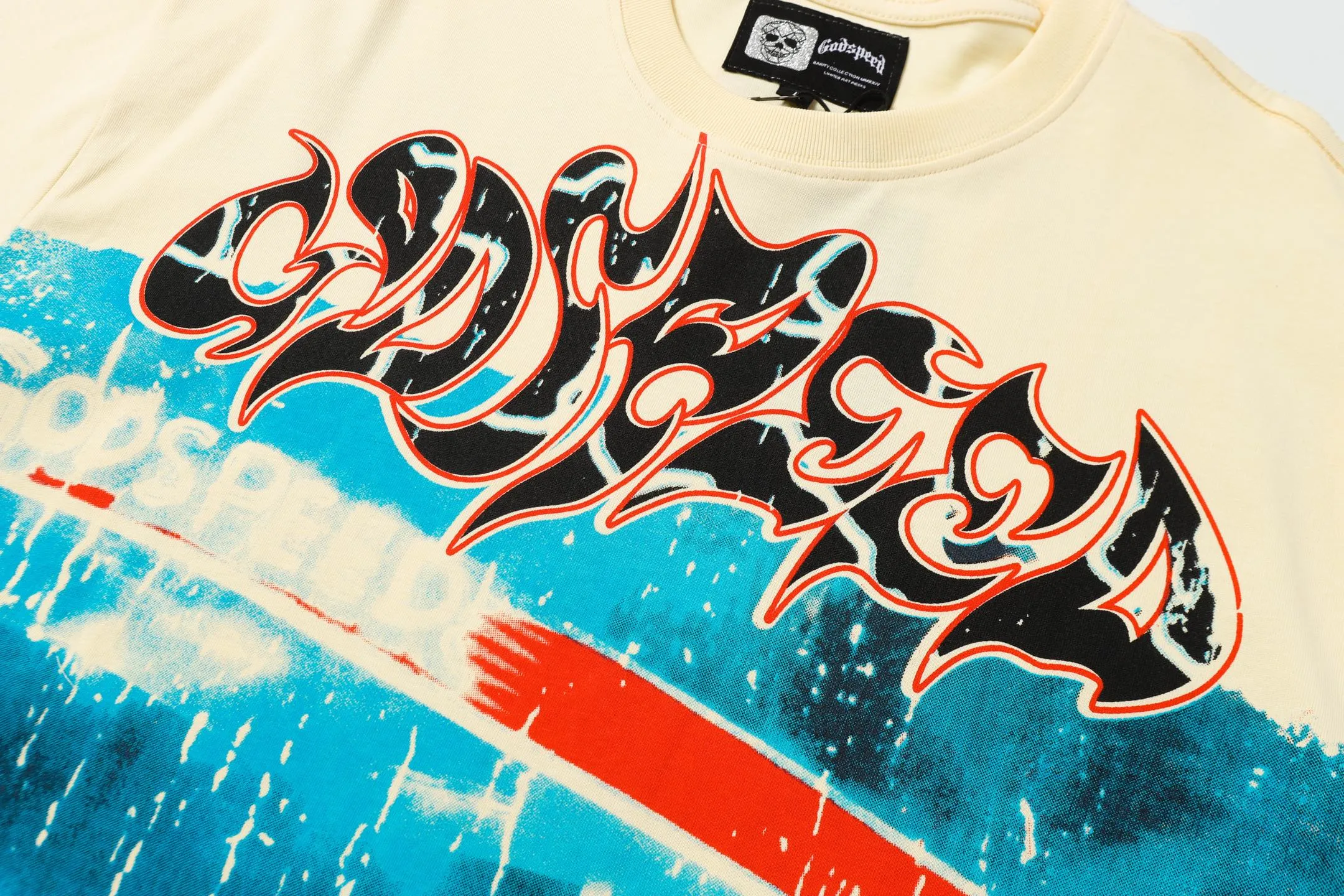 5006#apricot | P104 Godspeed cross-border American rock and roll street washed retro style short-sleeved T (craft printing) fabric (fabric) 32 counts combed double yarn 240 grams weight code number (size): S-M-L-XL color (colour): apricot