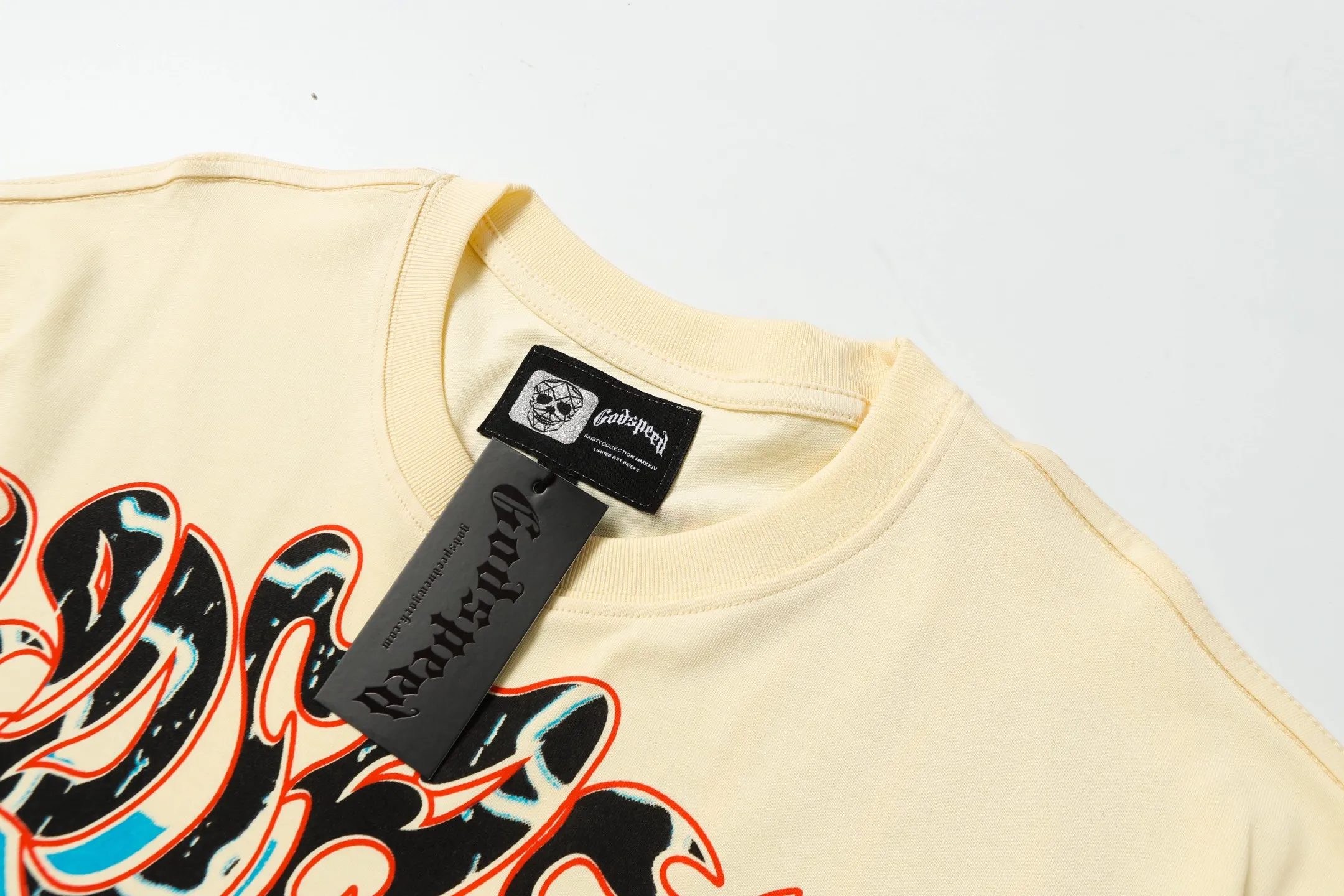 5006#apricot | P104 Godspeed cross-border American rock and roll street washed retro style short-sleeved T (craft printing) fabric (fabric) 32 counts combed double yarn 240 grams weight code number (size): S-M-L-XL color (colour): apricot