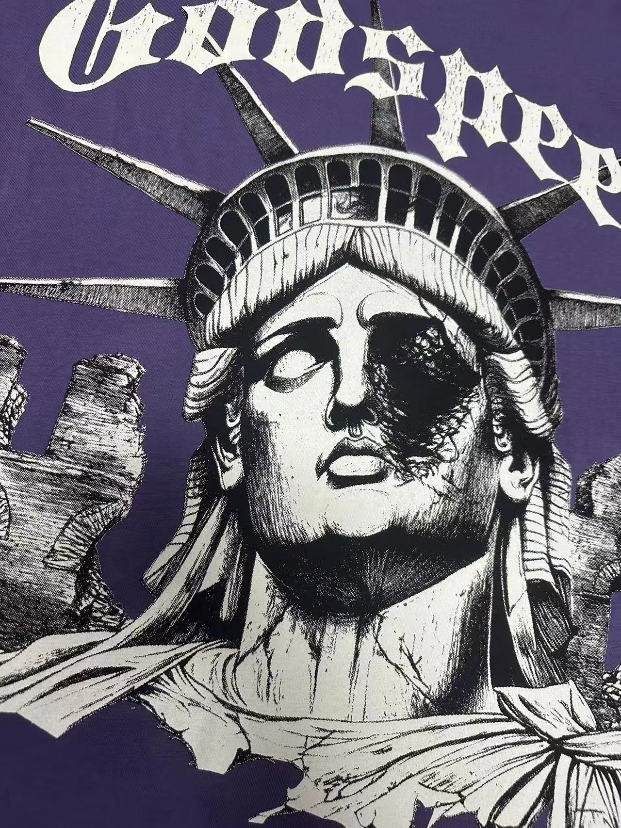 5086#vine purple/apricot color｜P104 Godspeed cross-border American rock and roll street washed retro style short-sleeved T (craft printing) fabric (fabric) 32 count combed double yarn 240 grams weight code number (size): S-M-L-XL color (colour): apricot/vine purple