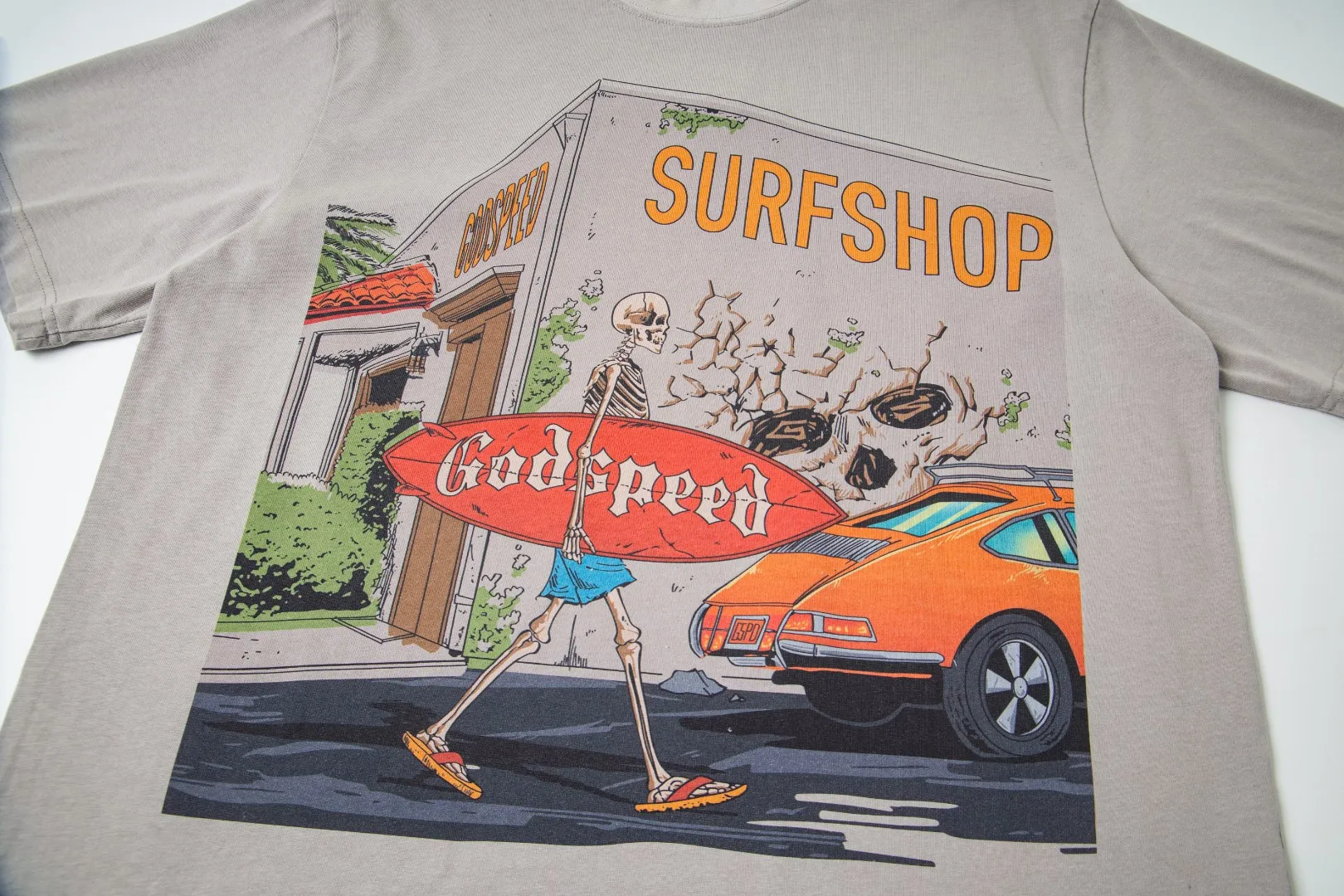 G28# GodSpeed ​​white ink direct spray washed short-sleeved S-XL size gray (washed) P126 black (washed) P126