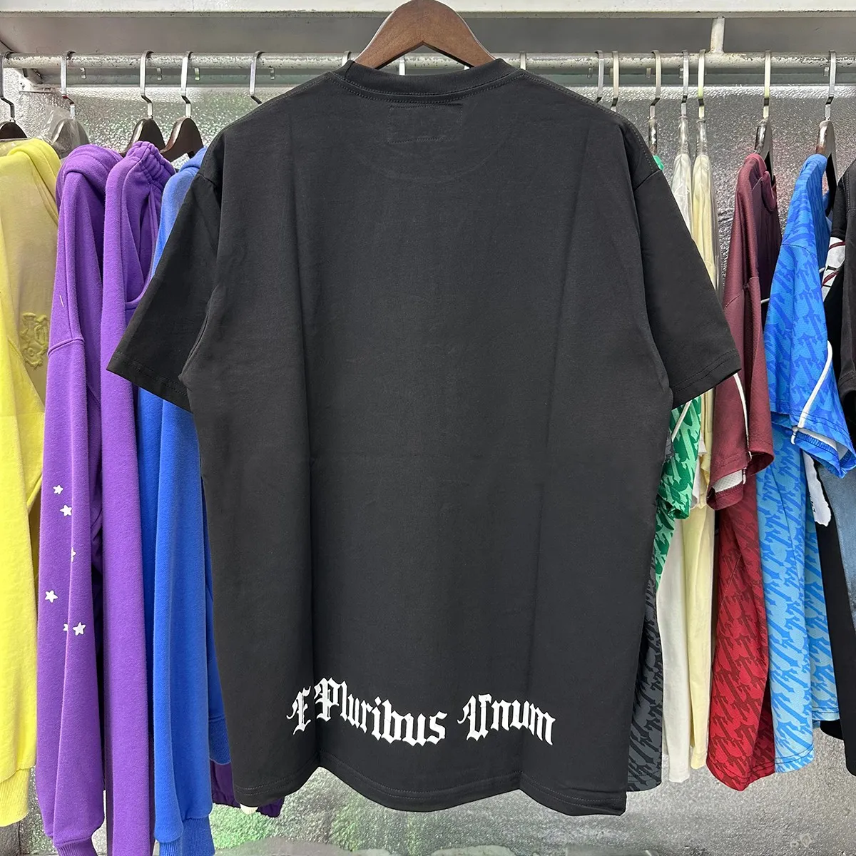 Actual photo, No. 7036, Mechao Godspeed masked man print high weight double yarn pure cotton casual short-sleeved T-shirt batch 110 Color: black, white; Size: S M L XL