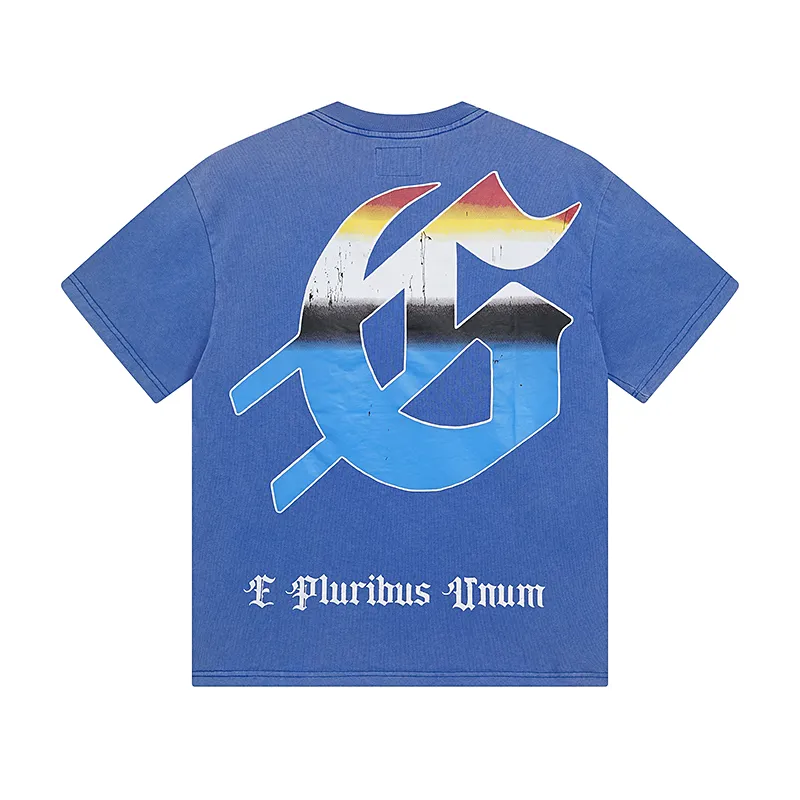 1005# P126 Washed model Real shot Godspeed American fashion rock street retro washed distressed printed cotton short sleeves Fabric: 250g 32 count fine cotton double yarn pure cotton Color: washed black washed blue Code number: S M L XL