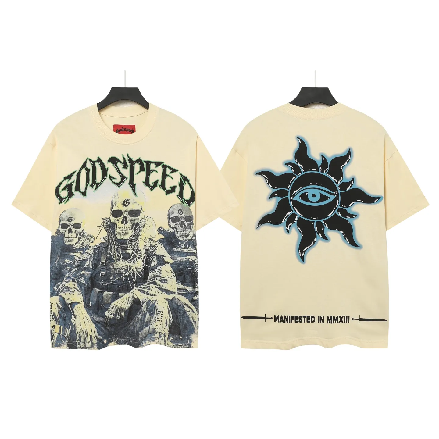 5067#Apricot | P104 Godspeed cross-border American rock and roll street washed retro style short-sleeved T (craft printing) fabric (fabric) 32-count combed double yarn 240 grams weight code number (size): S-M-L-XL color (colour): apricot