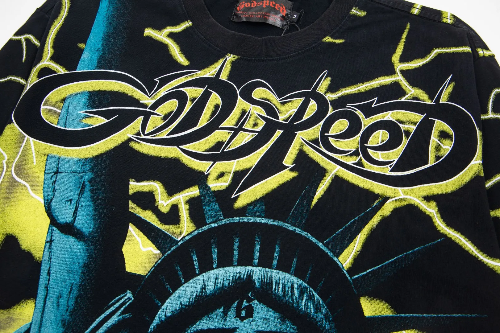 G57# GodSpeed ​​HD printed washed long sleeve S-XL size black red black blue black yellow P166