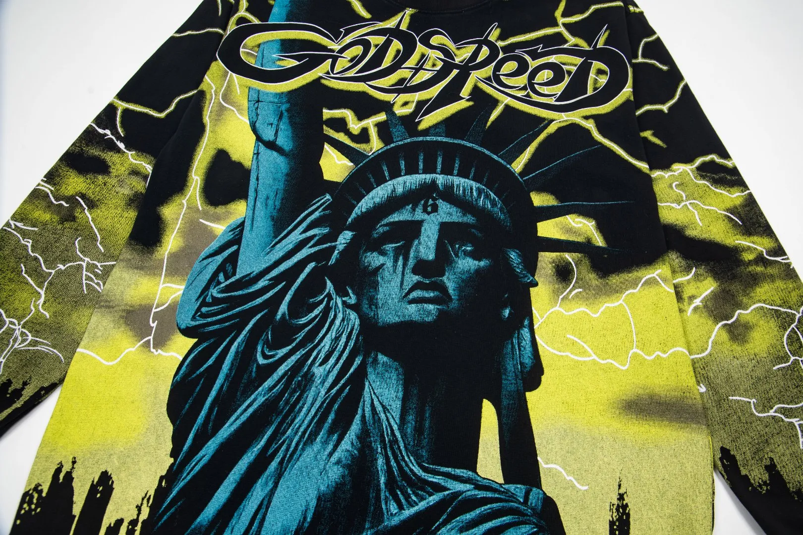 G57# GodSpeed ​​HD printed washed long sleeve S-XL size black red black blue black yellow P166