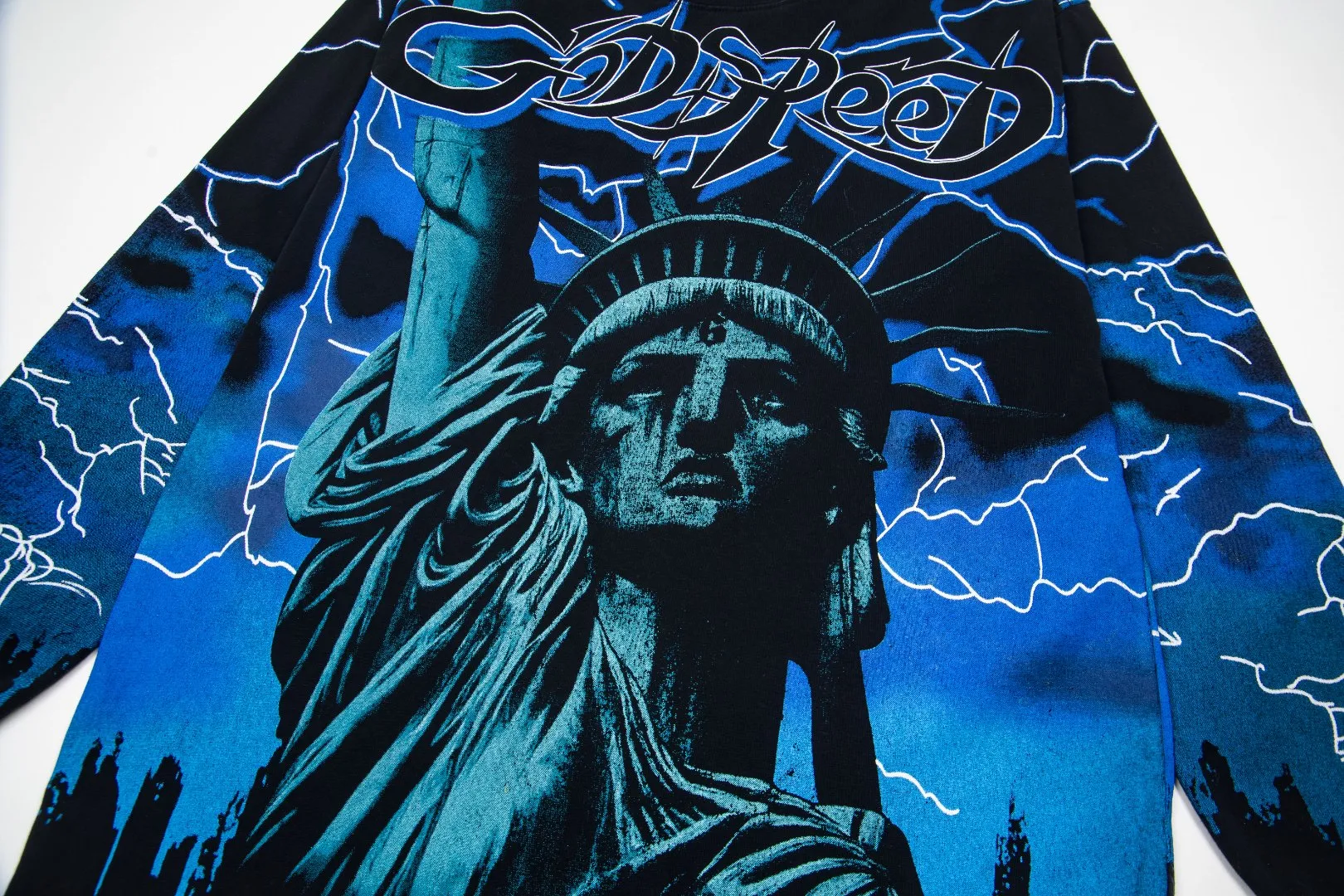 G57# GodSpeed ​​HD printed washed long sleeve S-XL size black red black blue black yellow P166