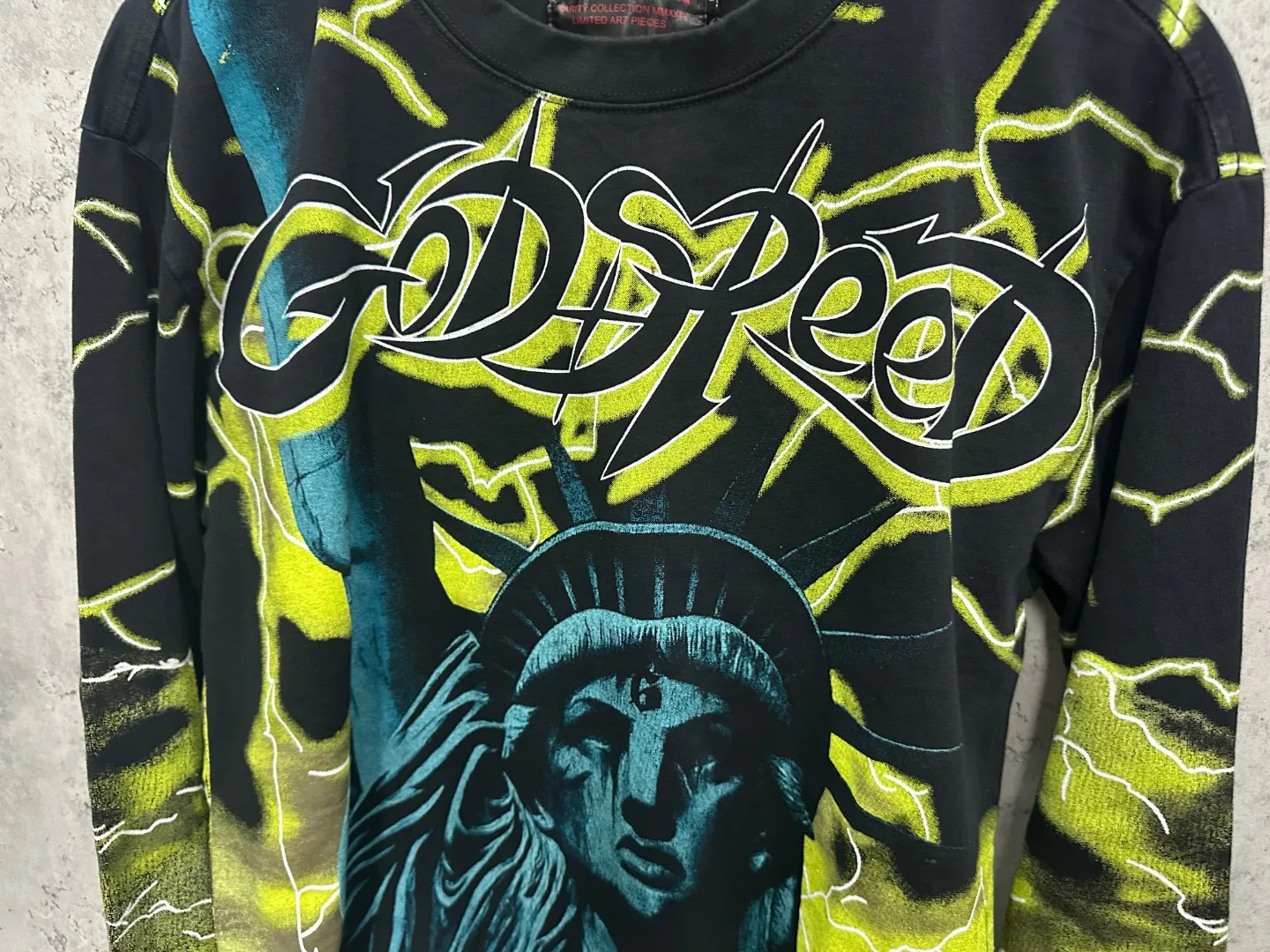 G57# GodSpeed ​​HD printed washed long sleeve S-XL size black red black blue black yellow P166