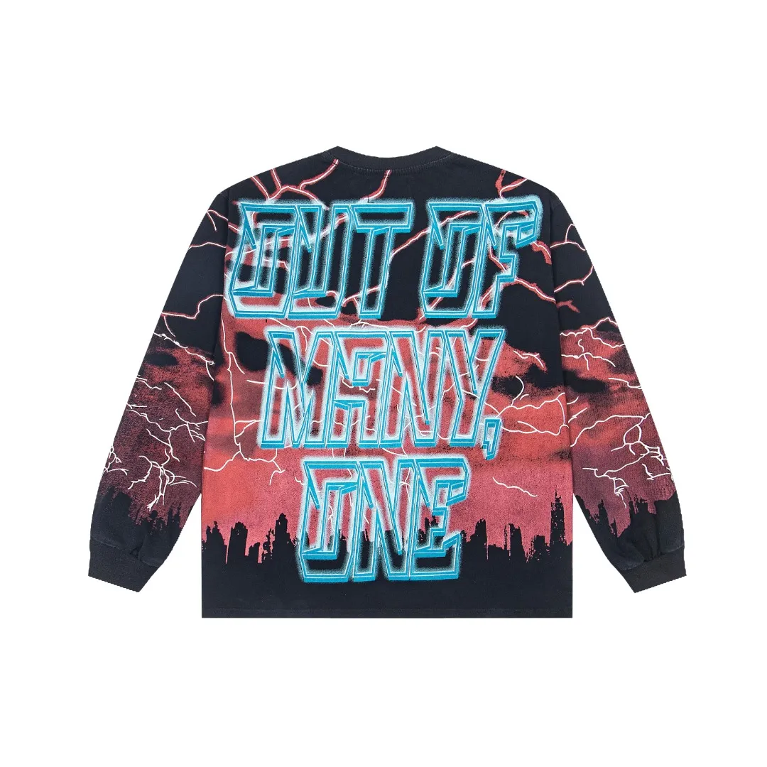 G57# GodSpeed ​​HD printed washed long sleeve S-XL size black red black blue black yellow P166