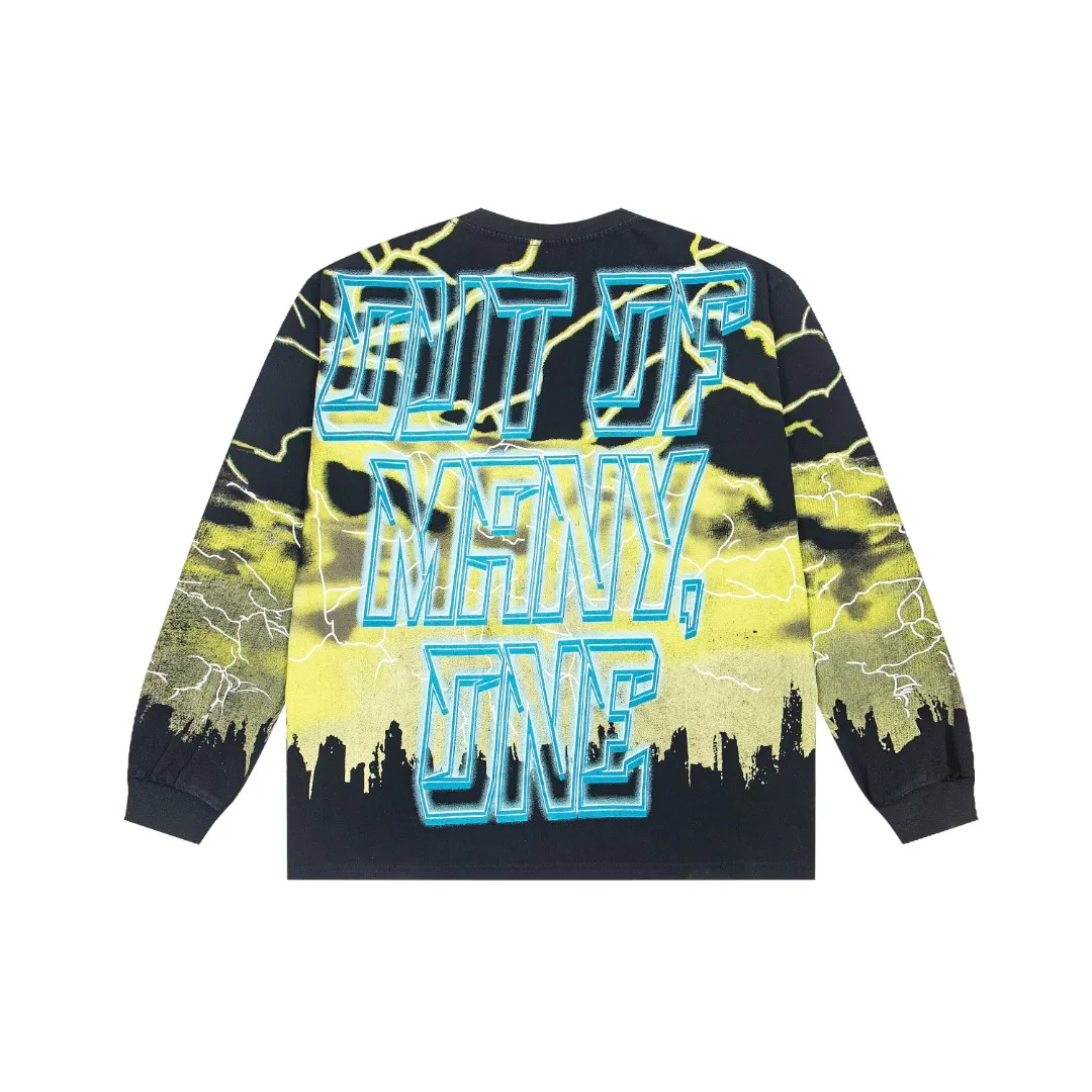 G57# GodSpeed ​​HD printed washed long sleeve S-XL size black red black blue black yellow P166