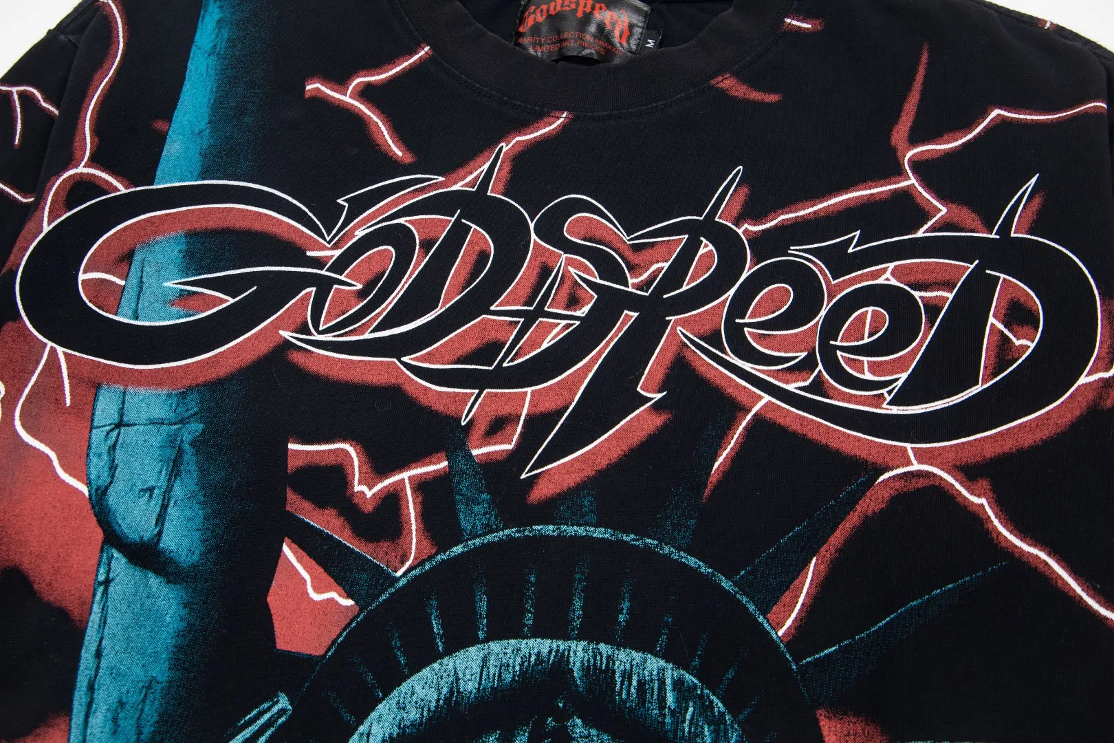 G57# GodSpeed ​​HD printed washed long sleeve S-XL size black red black blue black yellow P166