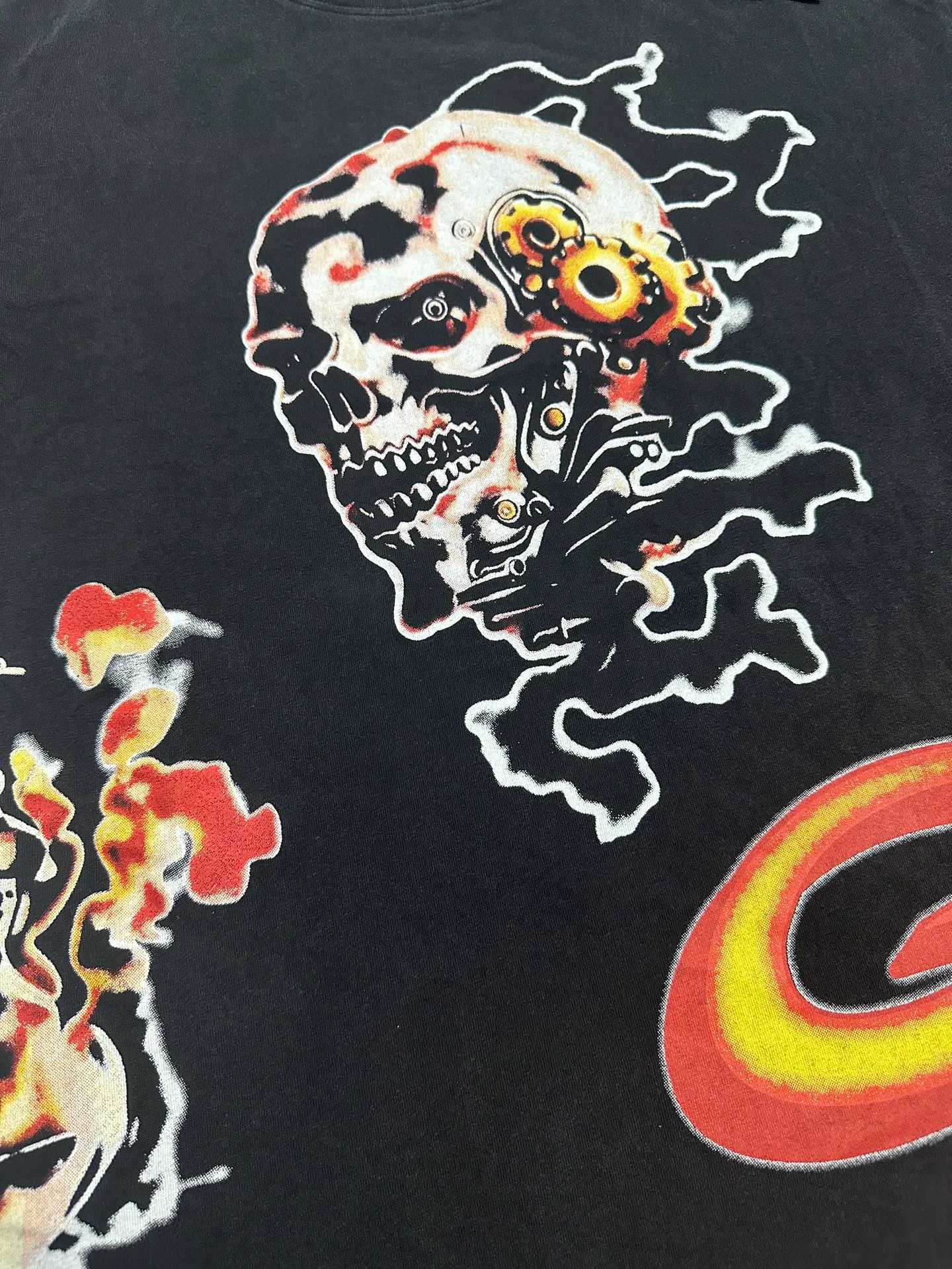 6315# washed black I P116 Godspeed cross-border American rock and roll street washed retro style short-sleeved T (craft printing) fabric (fabric): 32 count combed double yarn 250 grams weight code number (size): S-M-L-XL color (colour): washed black