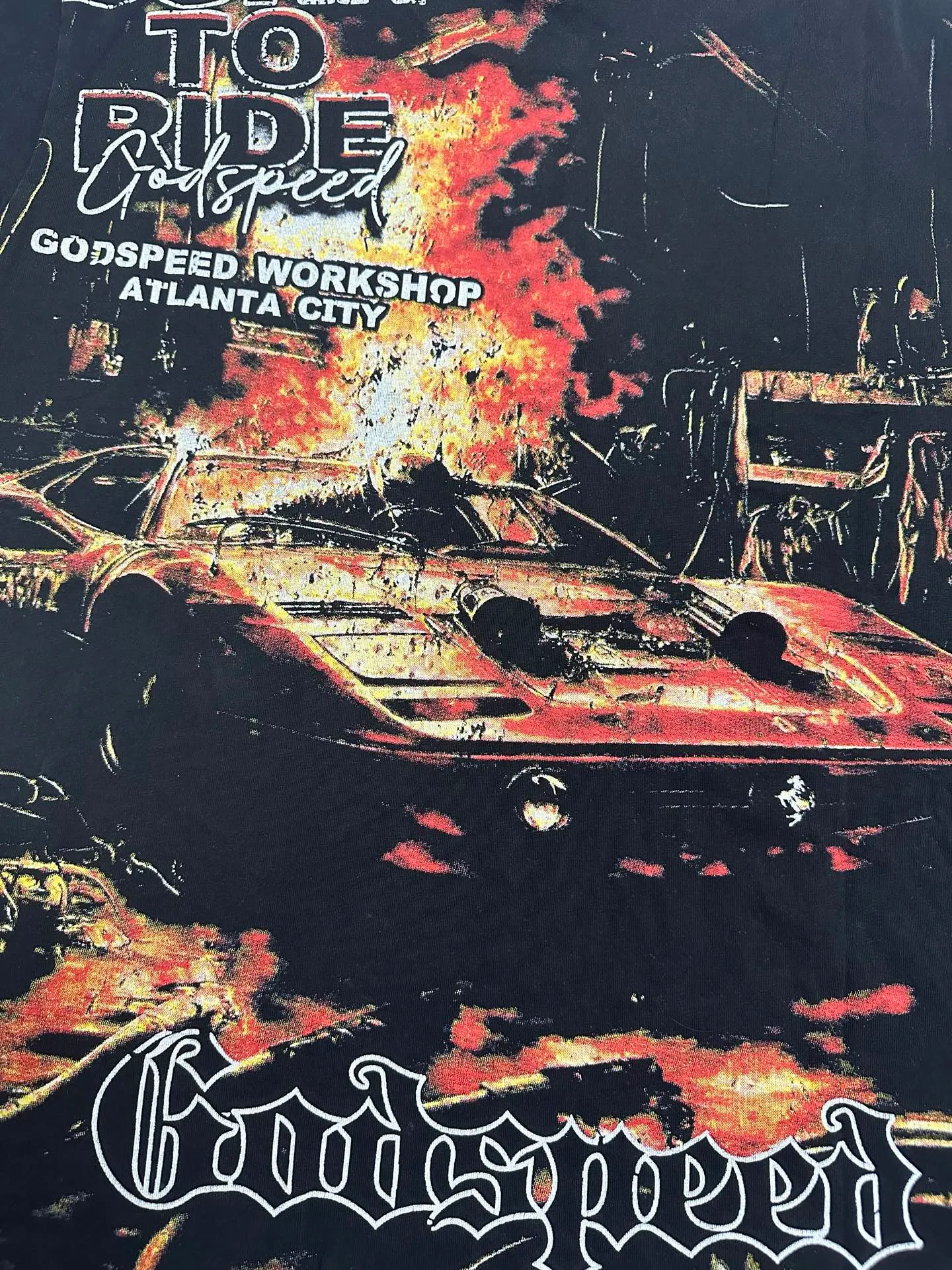 6316# washed black | P116 Godspeed cross-border American rock and roll street washed retro style short-sleeved T (craft printing) fabric (fabric): 32 count combed double yarn 250 grams weight code number (size): S-M-L-XL color (colour): washed black