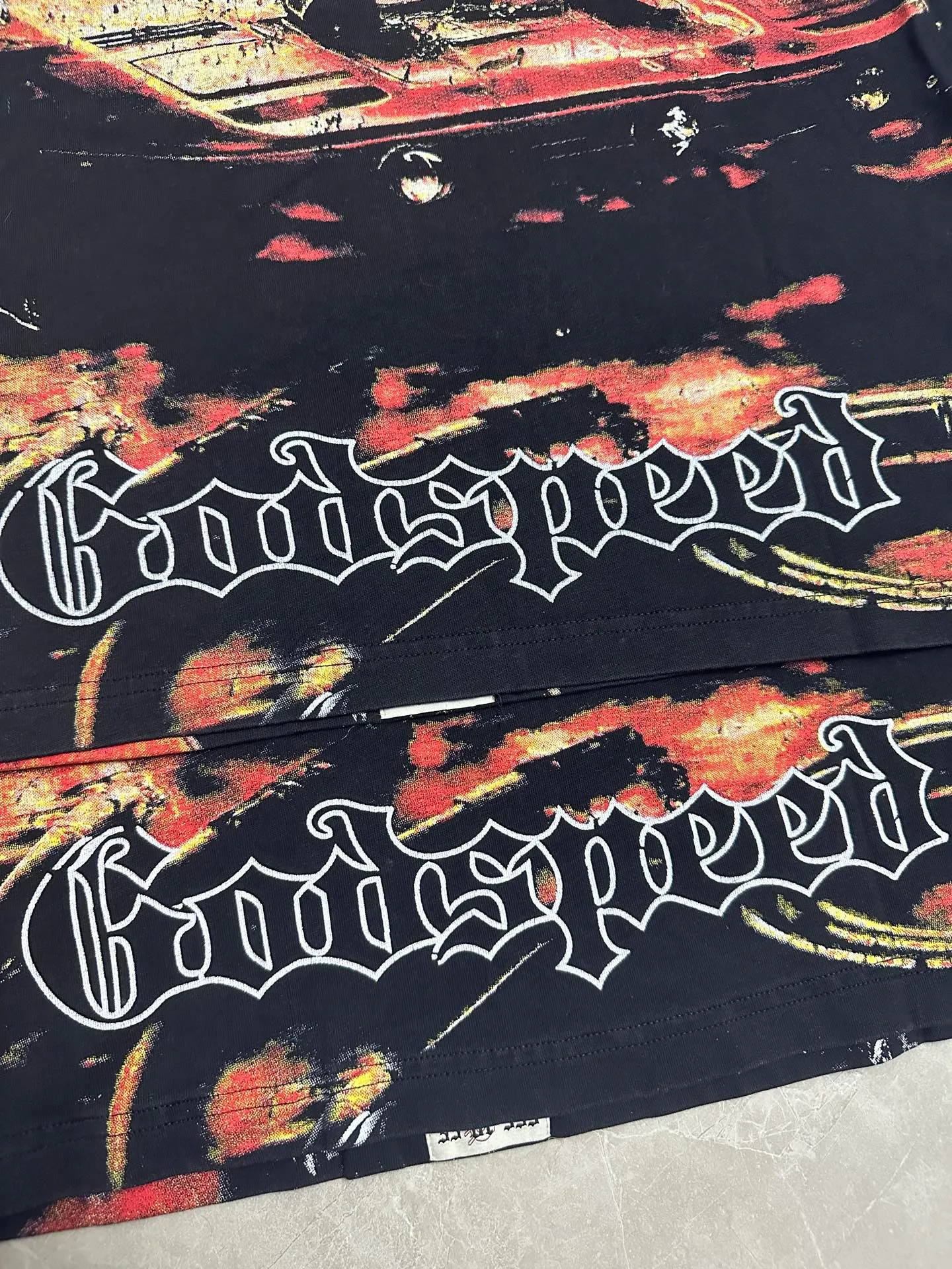 6316# washed black | P116 Godspeed cross-border American rock and roll street washed retro style short-sleeved T (craft printing) fabric (fabric): 32 count combed double yarn 250 grams weight code number (size): S-M-L-XL color (colour): washed black