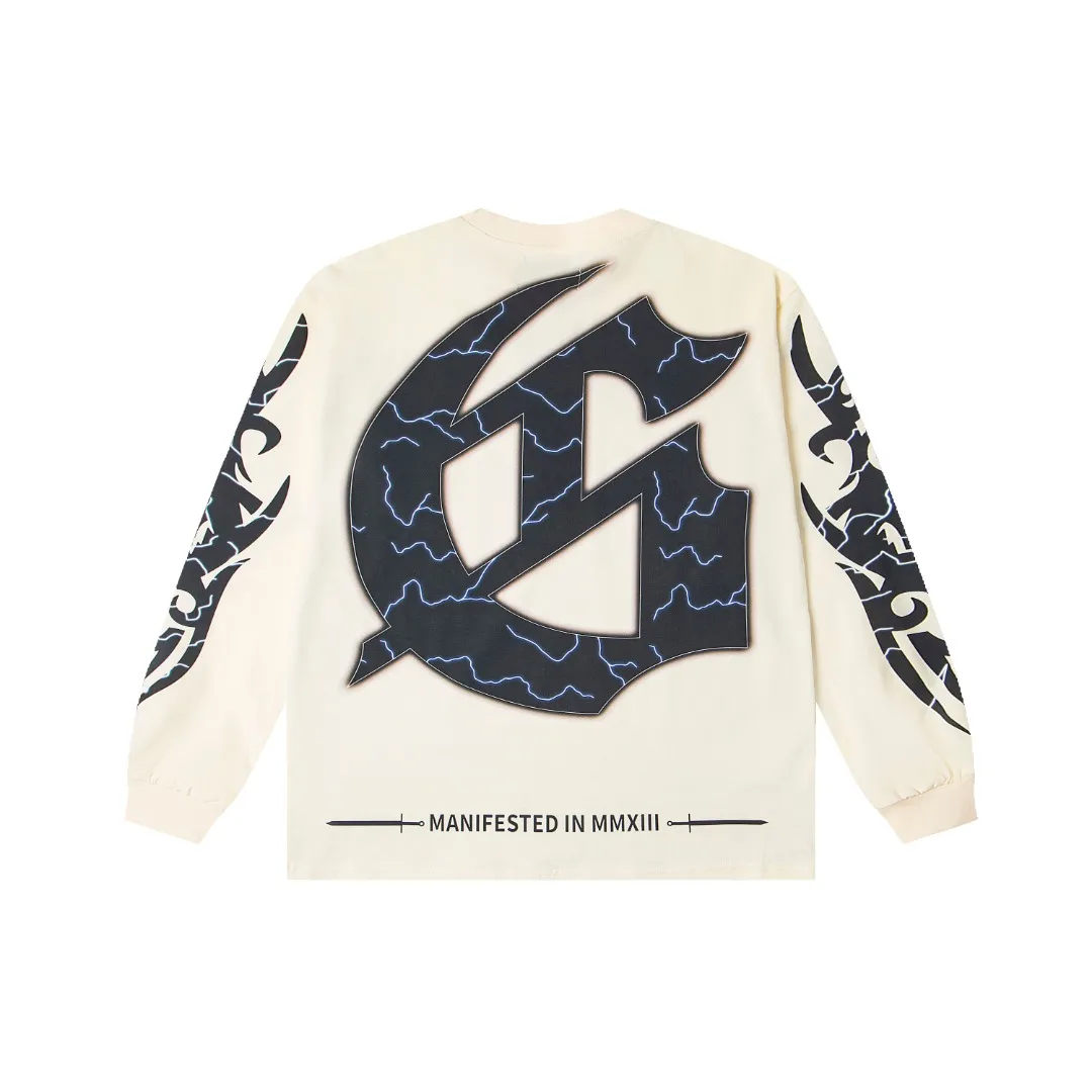 G52# GodSpeed ​​white ink direct spray wash long sleeve S-XL size apricot P146