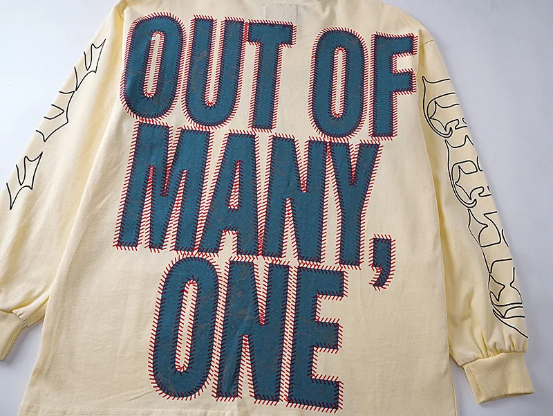3158# P140 Real shot of Godspeed American fashion rock street pure cotton loose bottoming long-sleeved T-shirt long T. Fabric: 270g 32 count fine cotton double yarn pure cotton Color: Apricot Code number: S M L XL