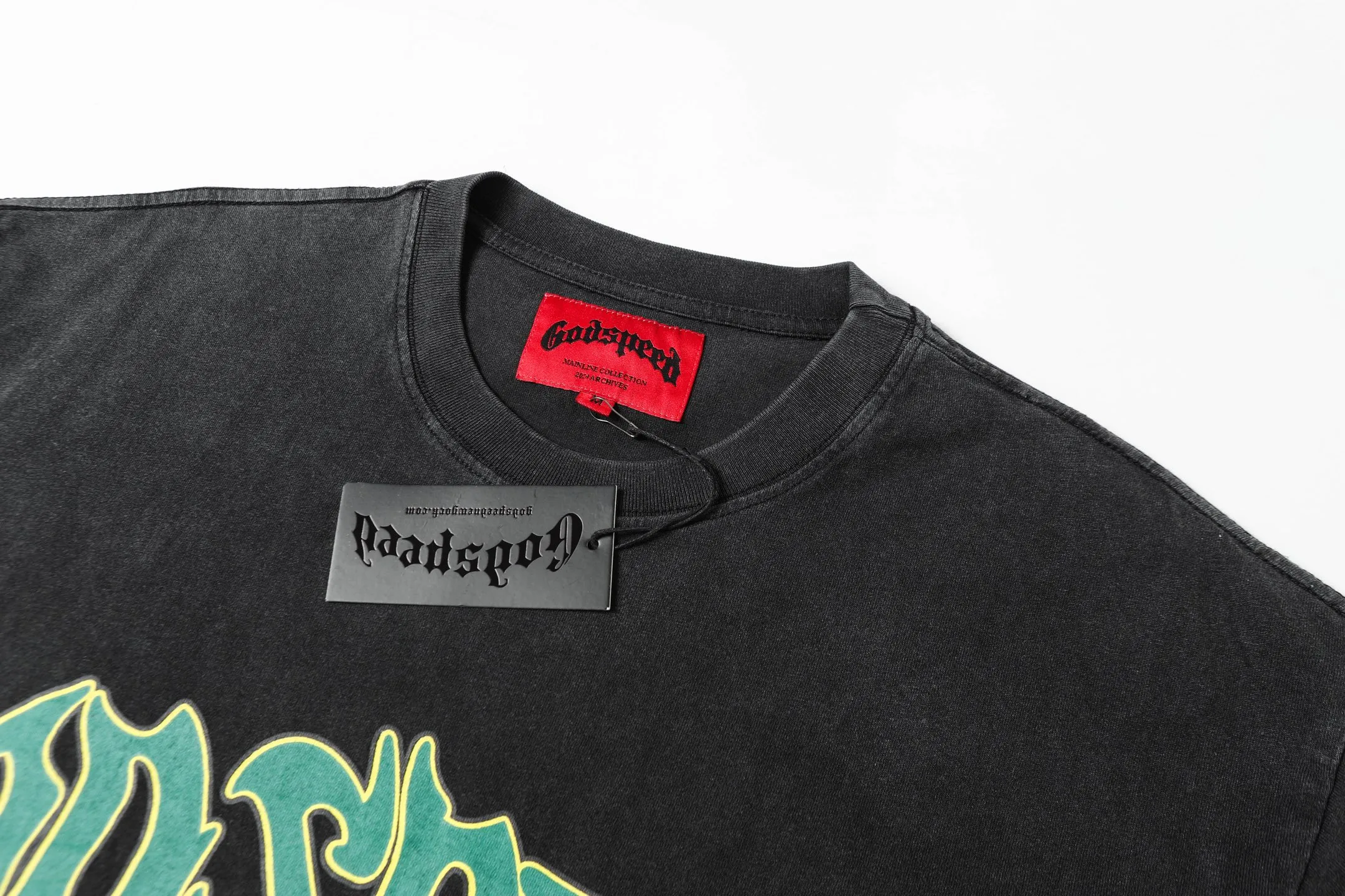 6047# Washed Black｜P116 Godspeed cross-border American rock and roll street washed retro style short-sleeved T (craft print) Fabric (fabric): 32 count combed double yarn 250 grams weight Size (size): S-M-L-XL Color (colour): Washed black 👉