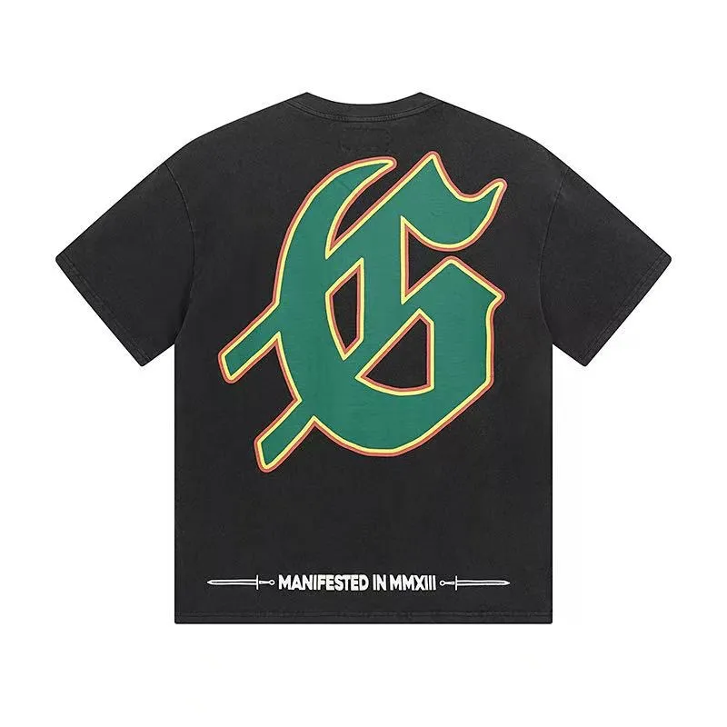 6047# Washed Black｜P116 Godspeed cross-border American rock and roll street washed retro style short-sleeved T (craft print) Fabric (fabric): 32 count combed double yarn 250 grams weight Size (size): S-M-L-XL Color (colour): Washed black 👉