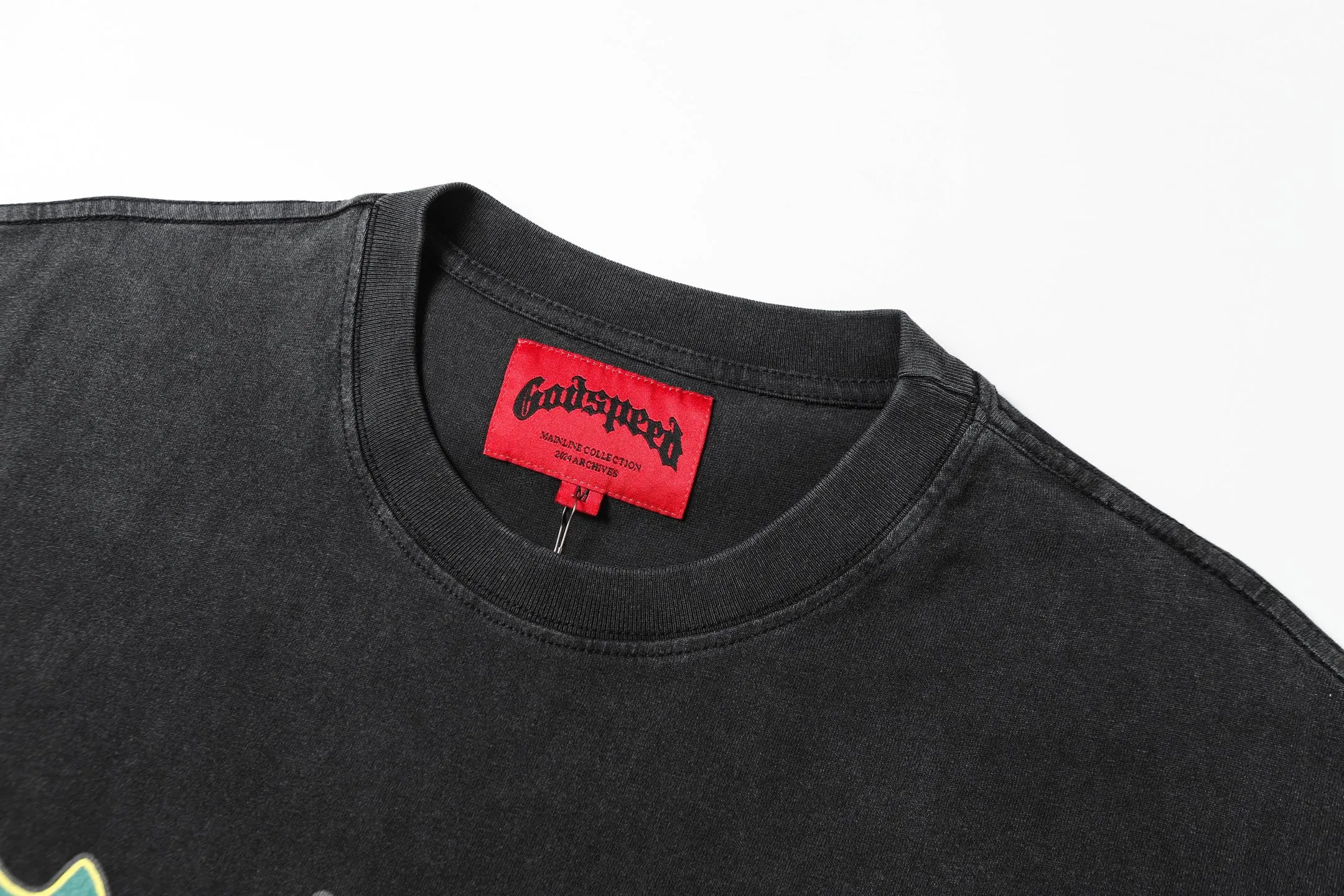 6047# Washed Black｜P116 Godspeed cross-border American rock and roll street washed retro style short-sleeved T (craft print) Fabric (fabric): 32 count combed double yarn 250 grams weight Size (size): S-M-L-XL Color (colour): Washed black 👉