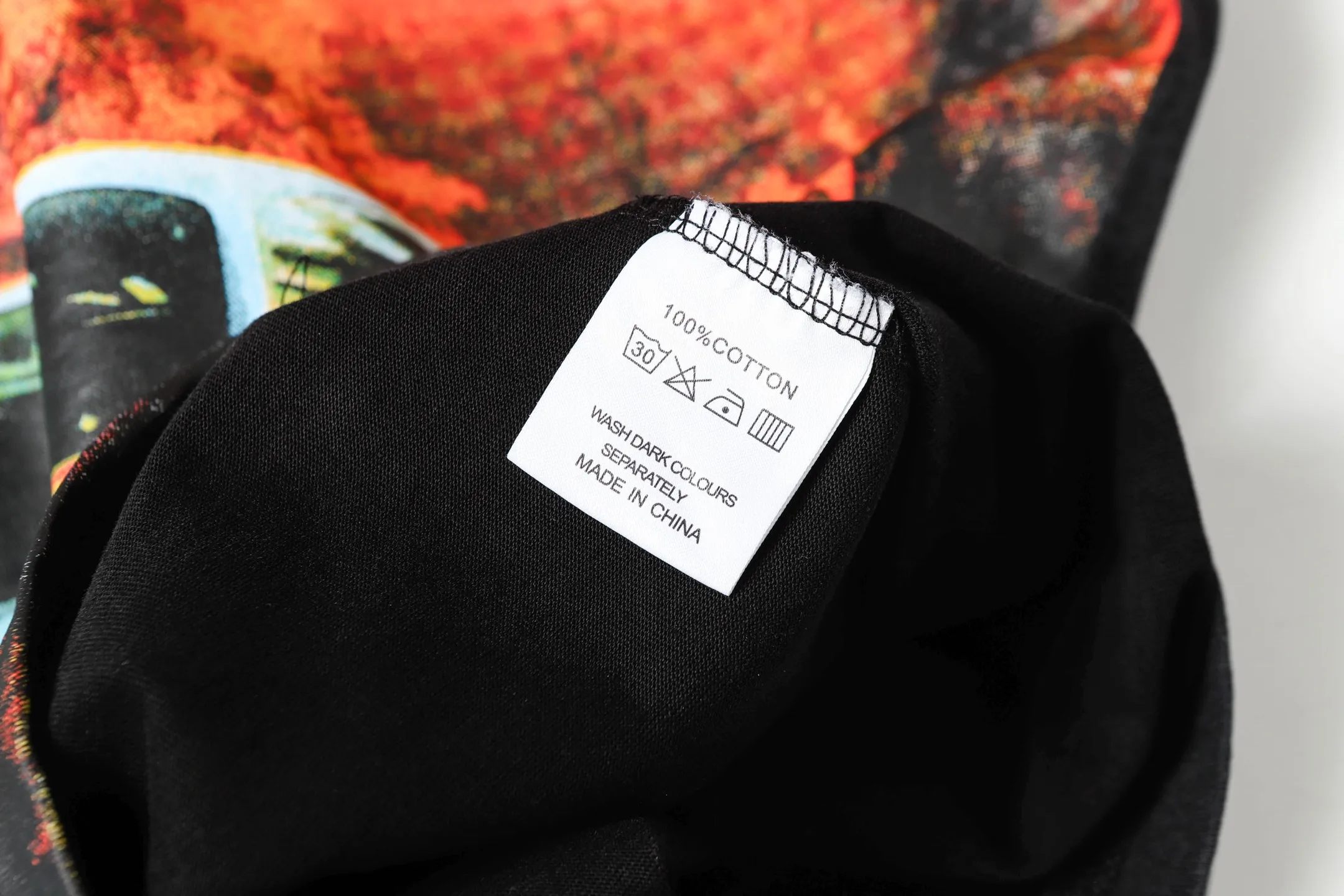 6016#washed black｜P116 Godspeed cross-border American rock and roll street washed retro style short-sleeved T (craft printing) fabric (fabric): 32 count combed double yarn 250g weight code number (size): S-M-L-XL color (colour): washed black
