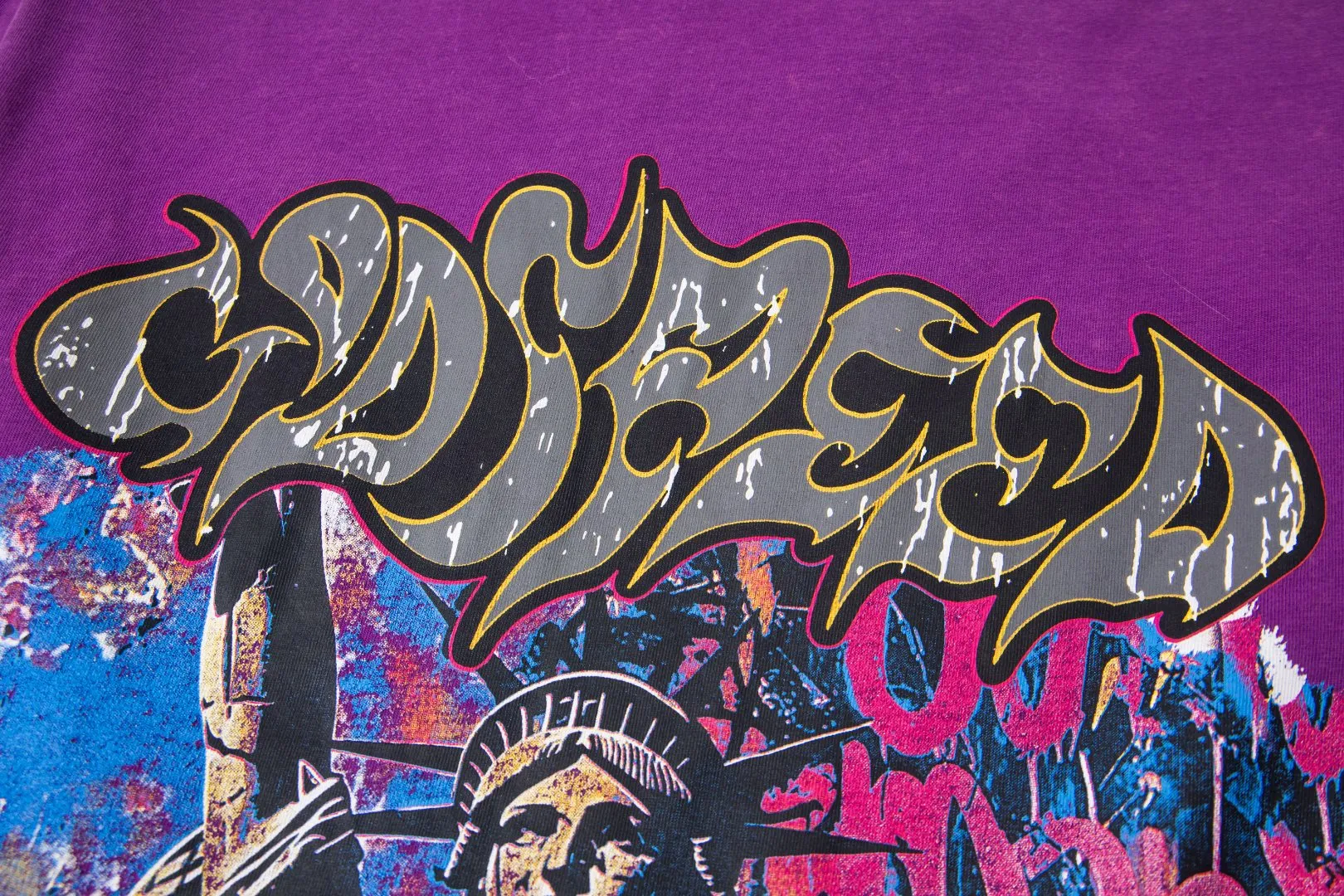 G45# GodSpeed ​​HD printed washed long sleeve S-XL size black (washed) P136 purple (washed) P136