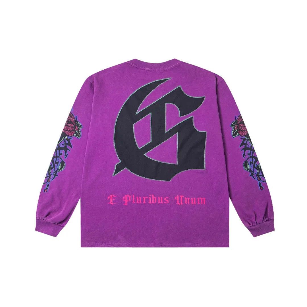 G45# GodSpeed ​​HD printed washed long sleeve S-XL size black (washed) P136 purple (washed) P136