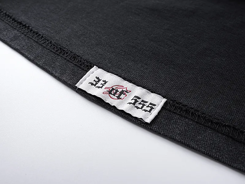 1082# P126 Washed Black Real Shot Godspeed American Fashion Rock Street Retro Washed Distressed Printed Pure Cotton Short Sleeves Fabric: 250g 32 Count Fine Cotton Double Yarn Pure Cotton Color: Washed Black Size: S M L XL