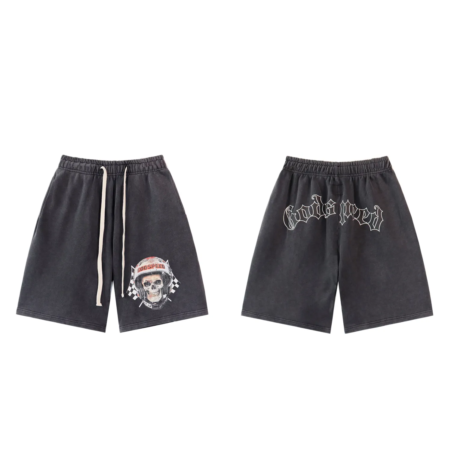 💰150 Style number: BR 8679 Fabric: 380g washed, real shot, beautiful and fashionable Godspeed printed high-quality double yarn casual fashion brand washed distressed shorts Color; washed black, washed blue Code number: S M L XL