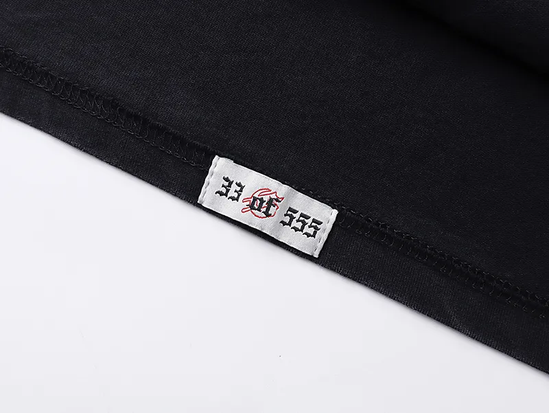 1037# P126 Washed Black Real Shot Godspeed American Fashion Rock Street Retro Washed Distressed Printed Pure Cotton Short Sleeves Fabric: 250g 32 Count Fine Cotton Double Yarn Pure Cotton Color: Washed Black Size: S M L XL