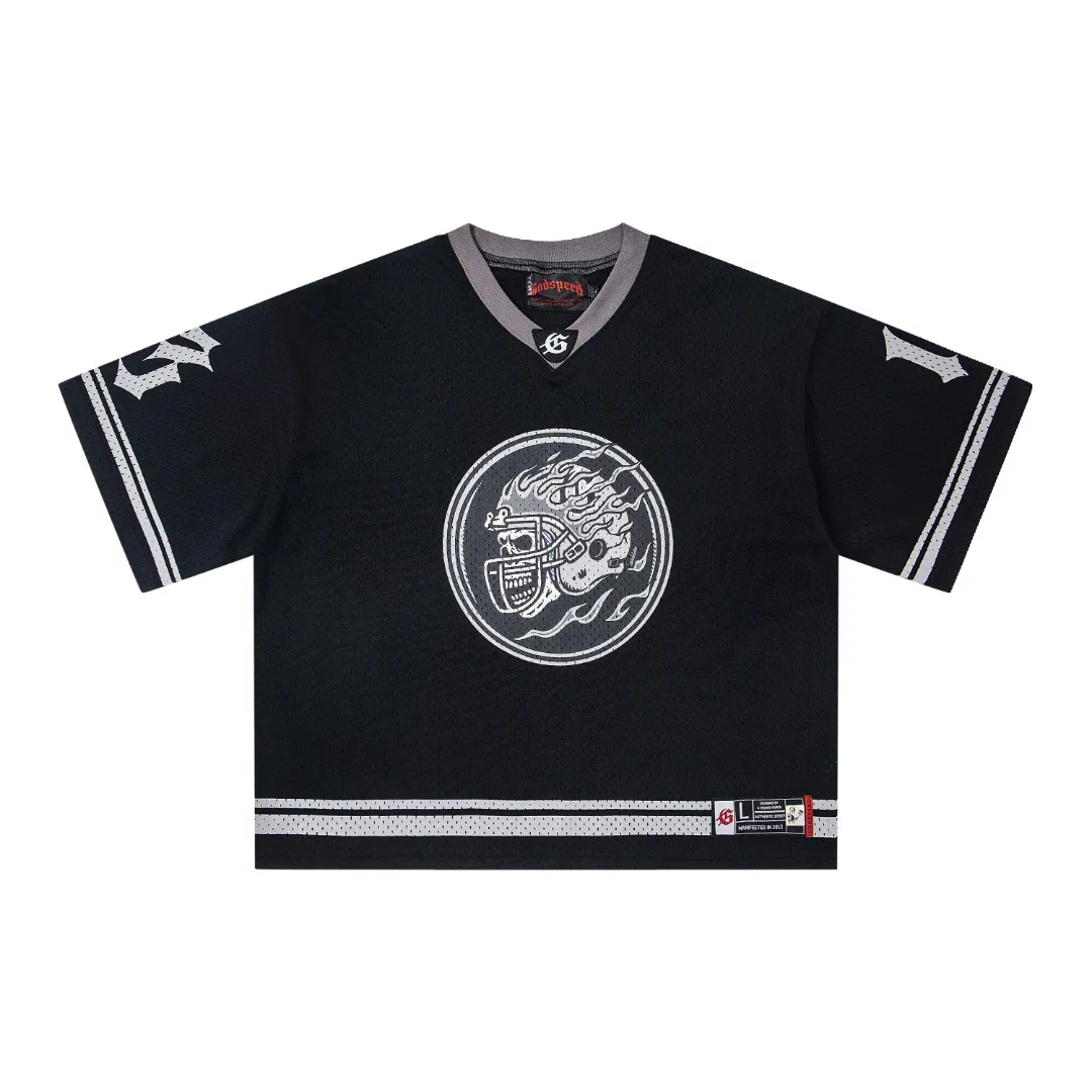 GW02# GodSpeed ​​mesh short-sleeved jersey S-XL black gray P116