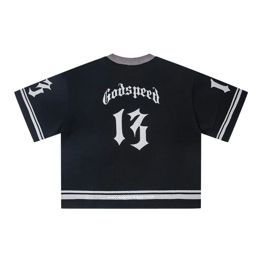 GW02# GodSpeed ​​mesh short-sleeved jersey S-XL black gray P116