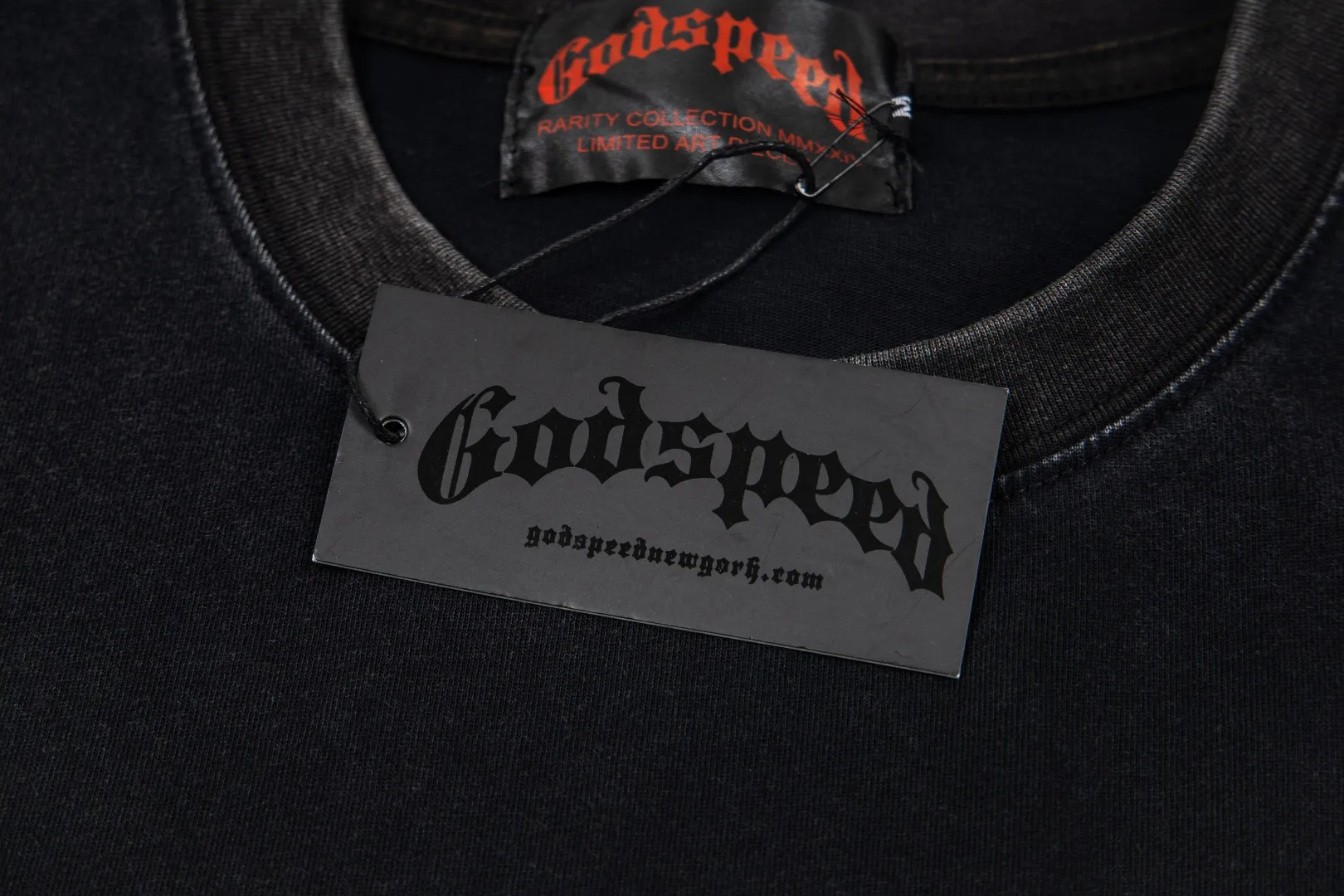 G62# GodSpeed ​​White Ink Direct Print Short Sleeve S-XL Size Washed Black P126 Green P116 Yellow P116