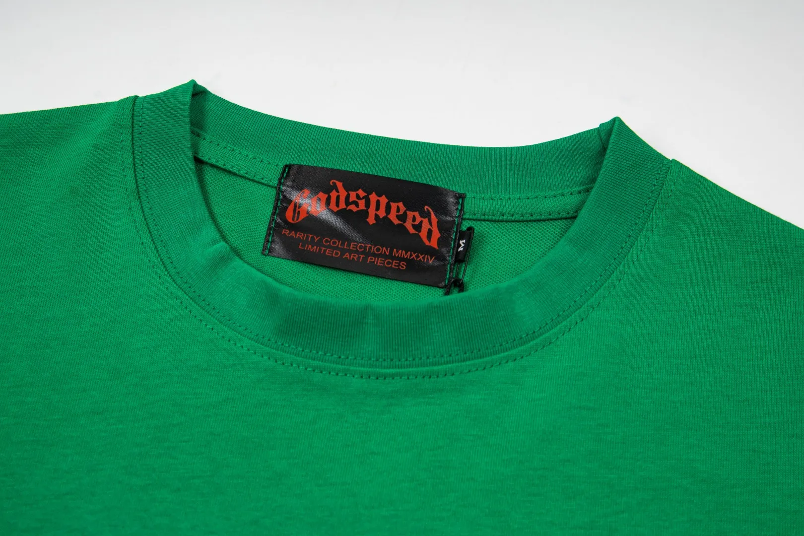 G62# GodSpeed ​​White Ink Direct Print Short Sleeve S-XL Size Washed Black P126 Green P116 Yellow P116