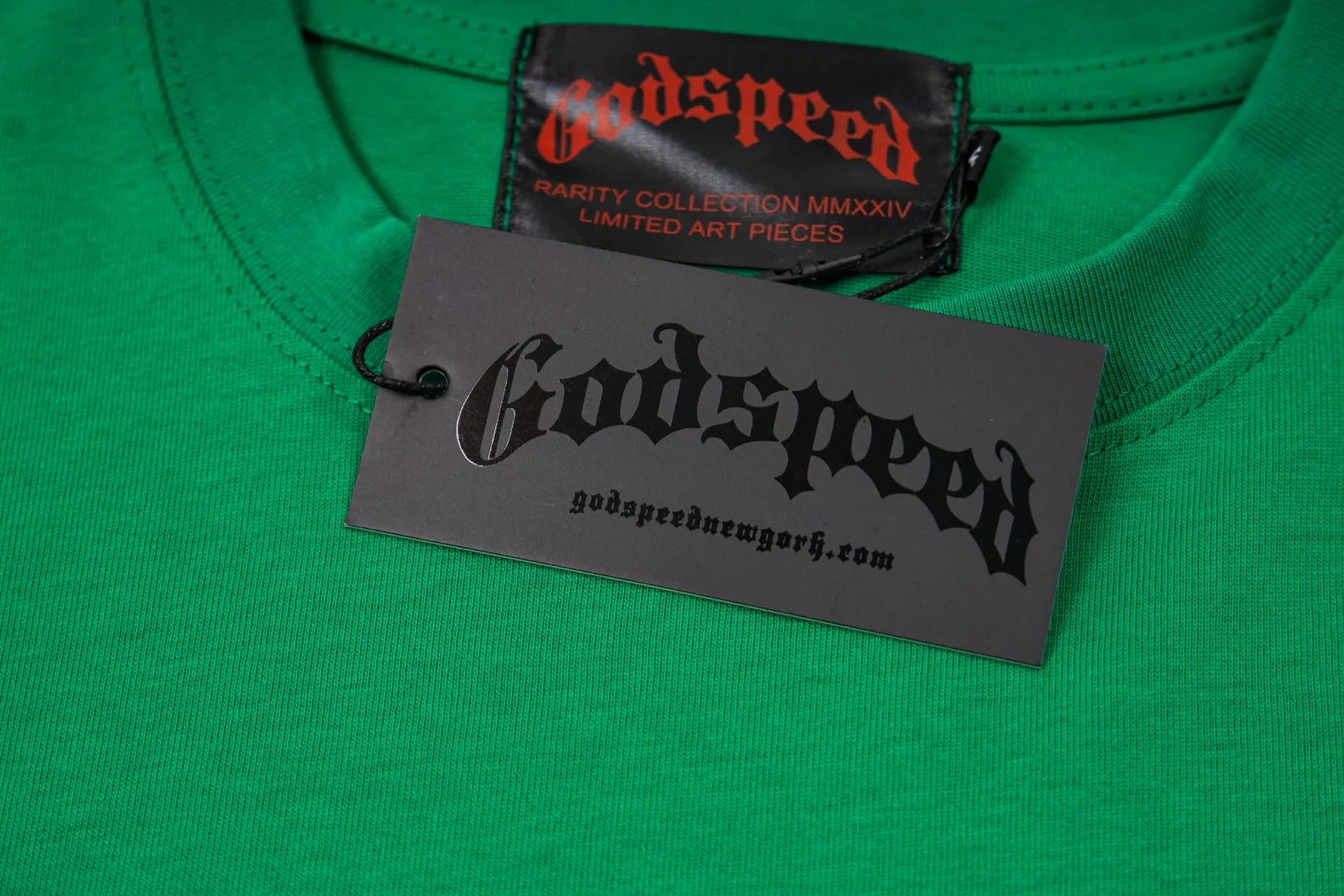 G62# GodSpeed ​​White Ink Direct Print Short Sleeve S-XL Size Washed Black P126 Green P116 Yellow P116