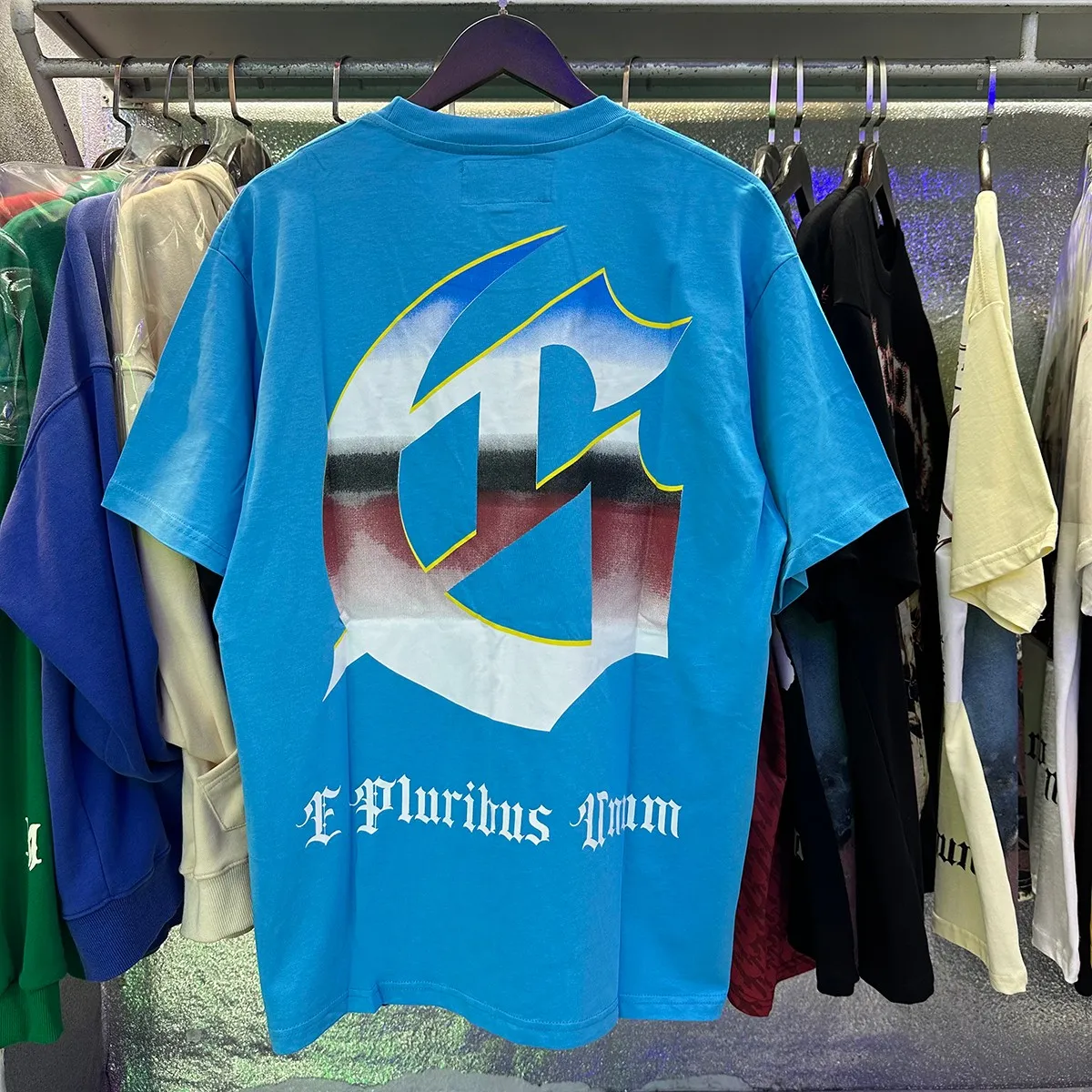 Actual photo, No. 7078, Mechao Godspeed beach road racing print high quality double yarn pure cotton casual short-sleeved T-shirt batch 110 Color: black, blue; Size: S M L XL