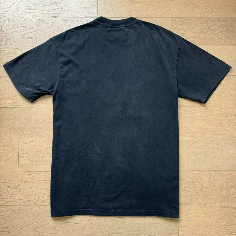 1095# P126 Washed Black Real Shot Godspeed American Fashion Rock Street Retro Washed Distressed Printed Pure Cotton Short Sleeves Fabric: 250g 32 Count Fine Cotton Double Yarn Pure Cotton Color: Washed Black Size: S M L XL