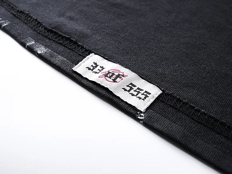 1095# P126 Washed Black Real Shot Godspeed American Fashion Rock Street Retro Washed Distressed Printed Pure Cotton Short Sleeves Fabric: 250g 32 Count Fine Cotton Double Yarn Pure Cotton Color: Washed Black Size: S M L XL