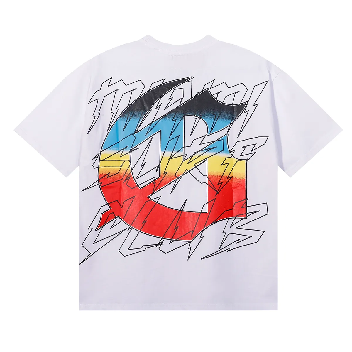 No. 7073, Mechao Godspeed beach skull surfboard print high quality double yarn pure cotton casual short-sleeved T-shirt batch 110 Color: black, white, yellow; Size: S M L XL