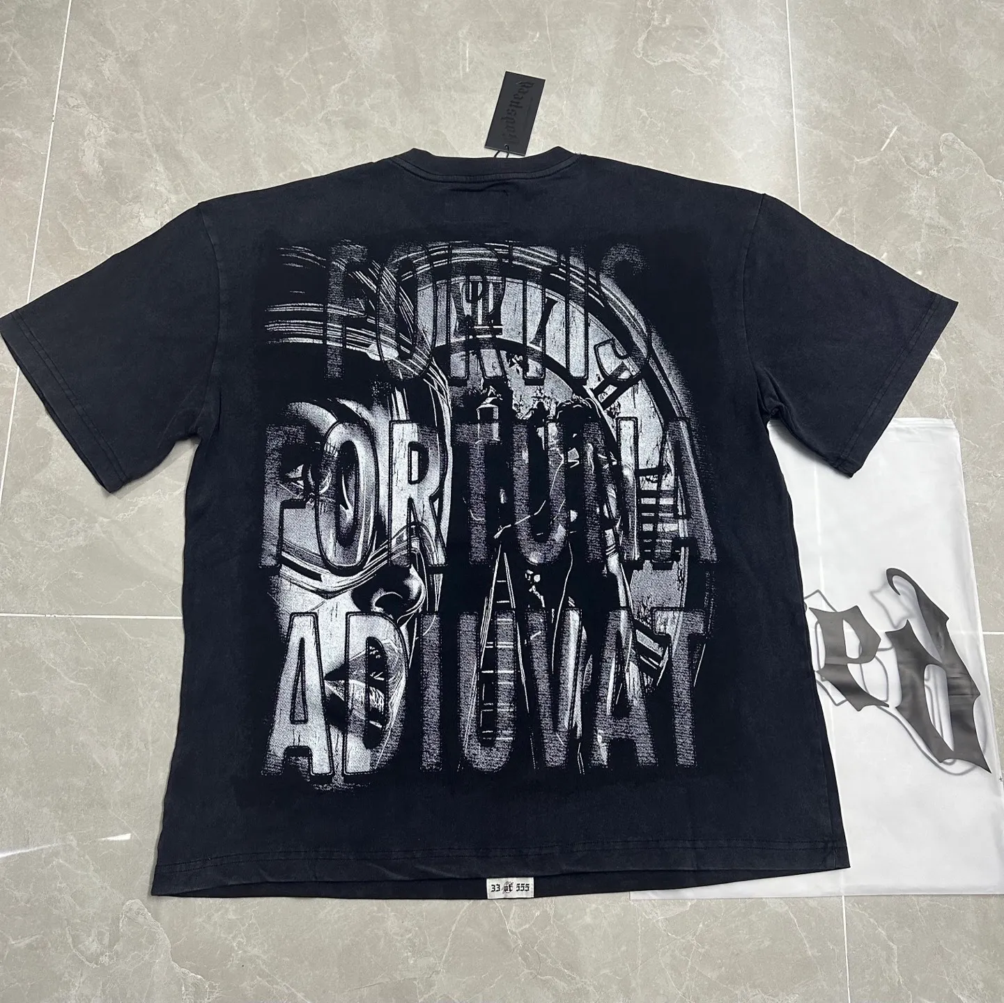 6128# Washed black I P116 Real stock (American fashion niche) - New Godspeed cross-border American rock street washed retro style short-sleeved T (craft printing) Fabric (fabric): 32 counts combed double yarn 250 grams weight Size (size): S-M-L-XL Color (colour): Washed black