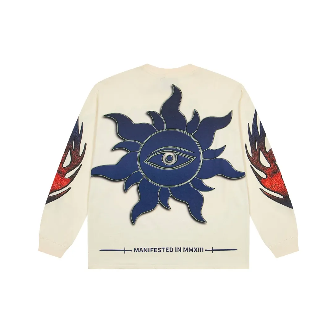 G53# GodSpeed ​​white ink direct spray wash long sleeve S-XL size apricot P146